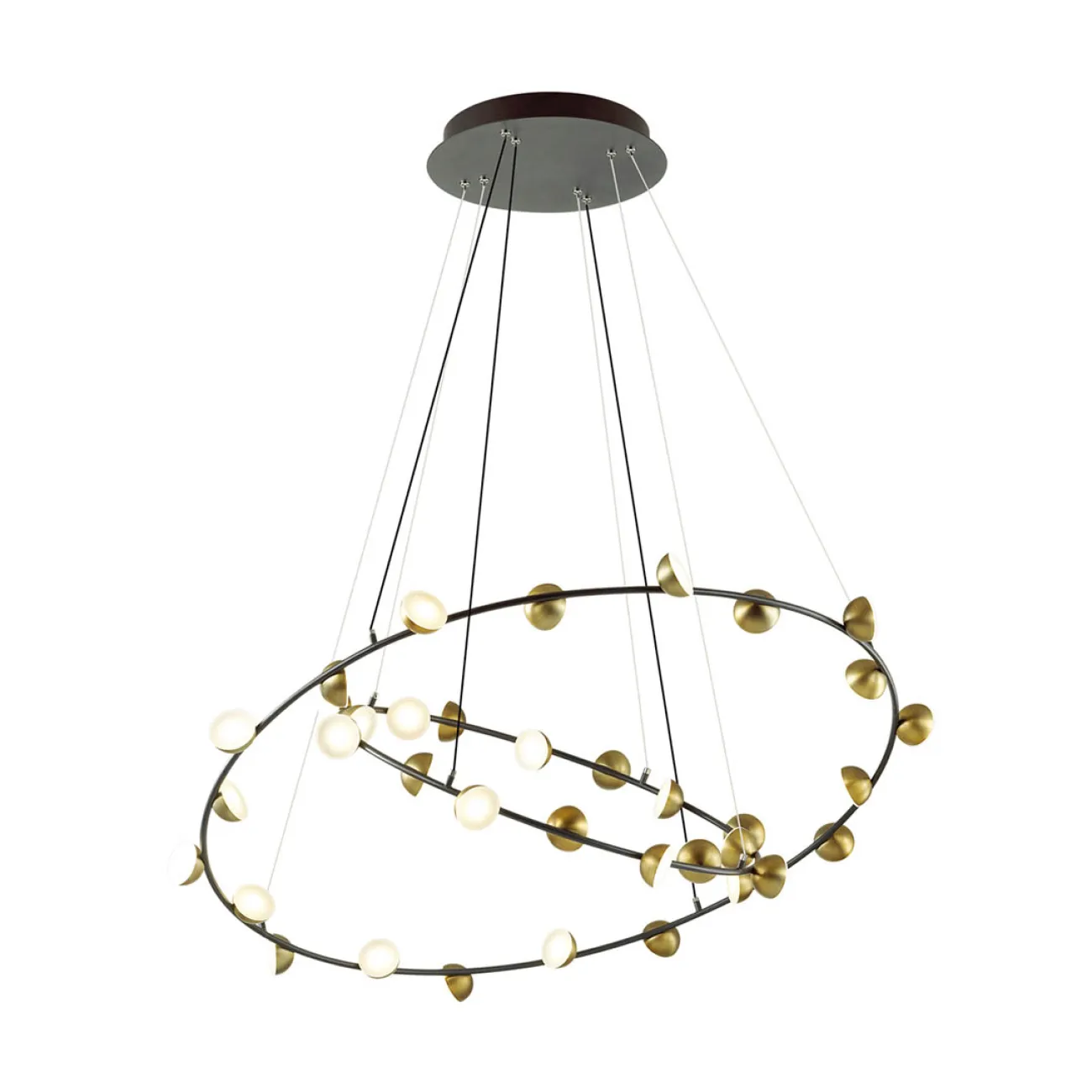 Подвесная люстра в виде комбинации из двух колец с маленькими светодиодными плафонами APRIL RING