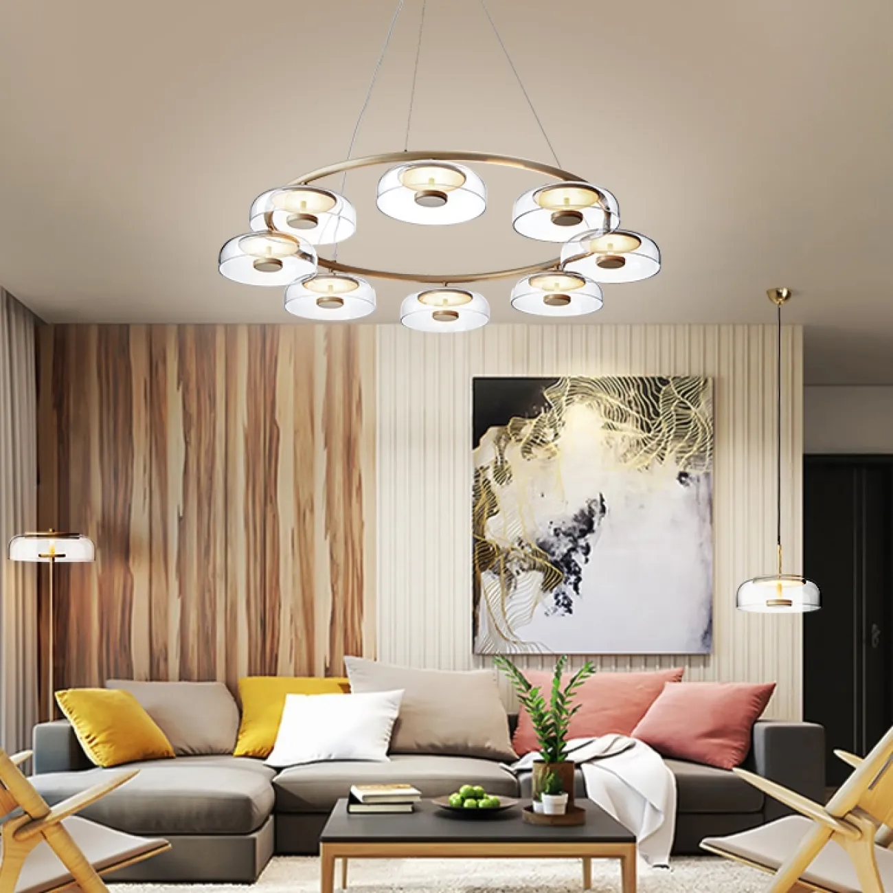 Дизайнерская светодиодная люстра со стеклянными плафонами ARCTIC Дизайнерская светодиодная люстра со стеклянными плафонами ARCTIC