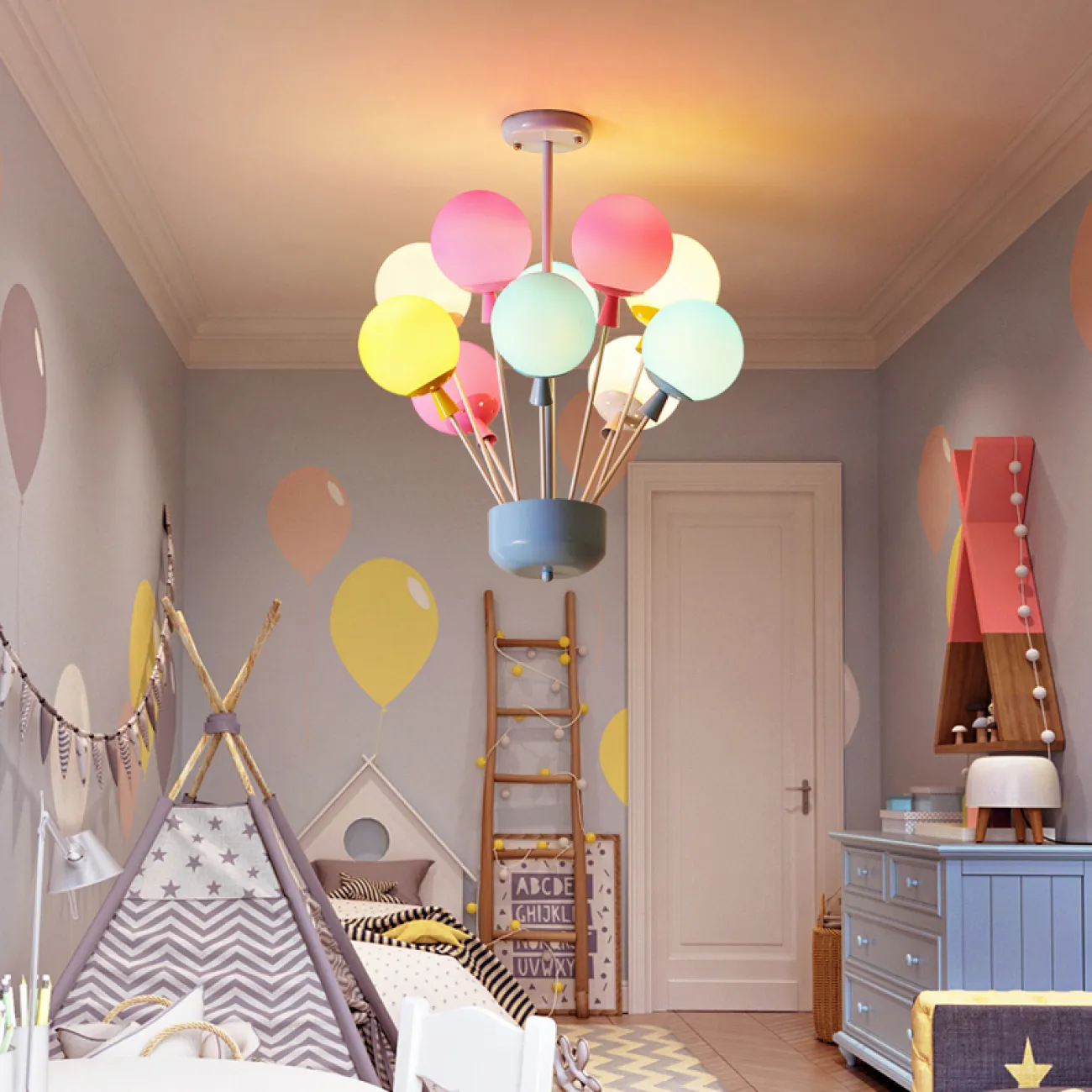 Люстра на штанге с воздушными шарами для детской комнаты BALLOON-UP A