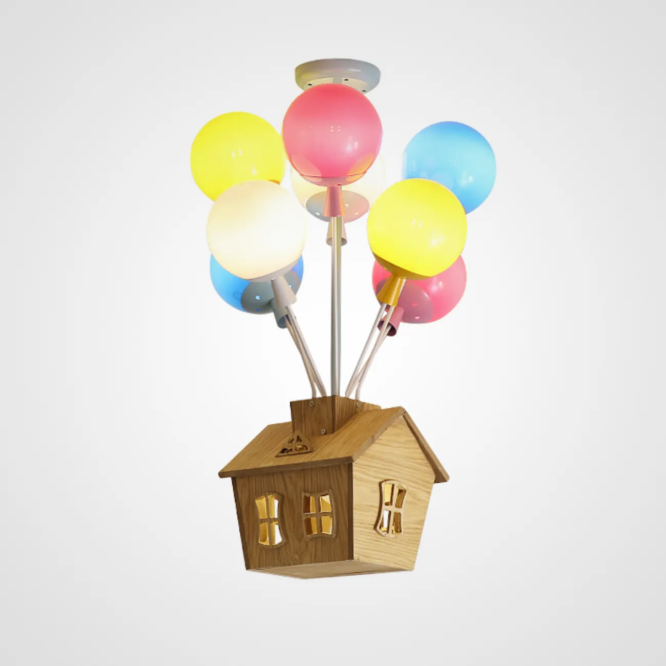 Люстра на штанге с домиком и воздушными шарами для детской комнаты BALLOON-UP B