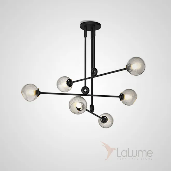 Дизайнерская люстра со стеклянными плафонами на штангах BELVIS AXLE