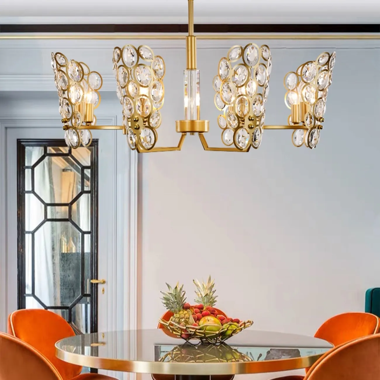 Постмодернистская люстра с декором из стеклянных кристаллов BORGA