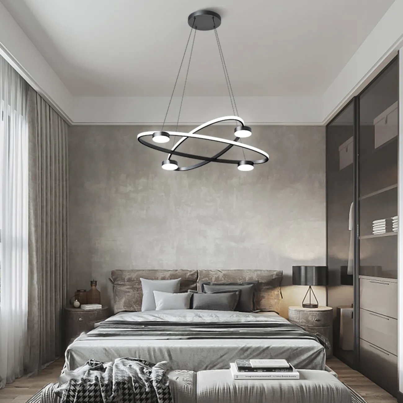 Люстра на кольцевом каркасе представленная в трех моделях дизайна CHANCE