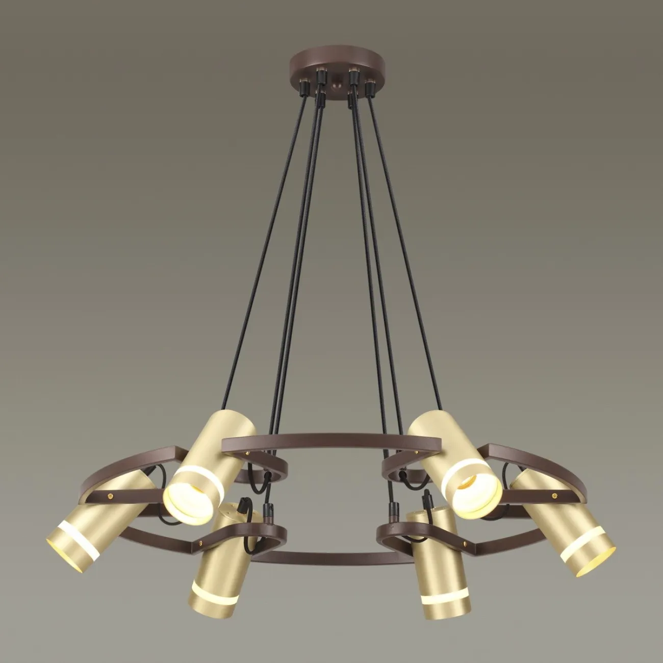 Кольцевая люстра с цилиндрическими плафонами и поворотным механизмом CONAN Кольцевая люстра с цилиндрическими плафонами и поворотным механизмом CONAN