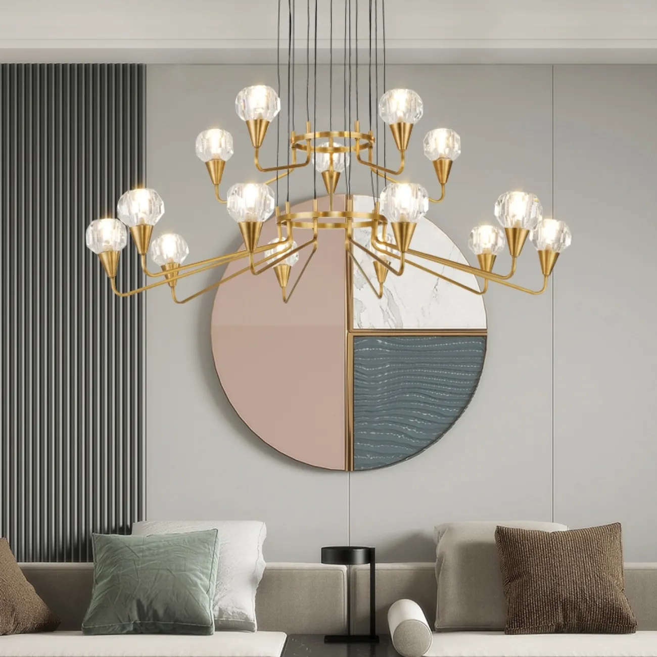 Подвесная люстра с плафонами из граненого стекла CREIL