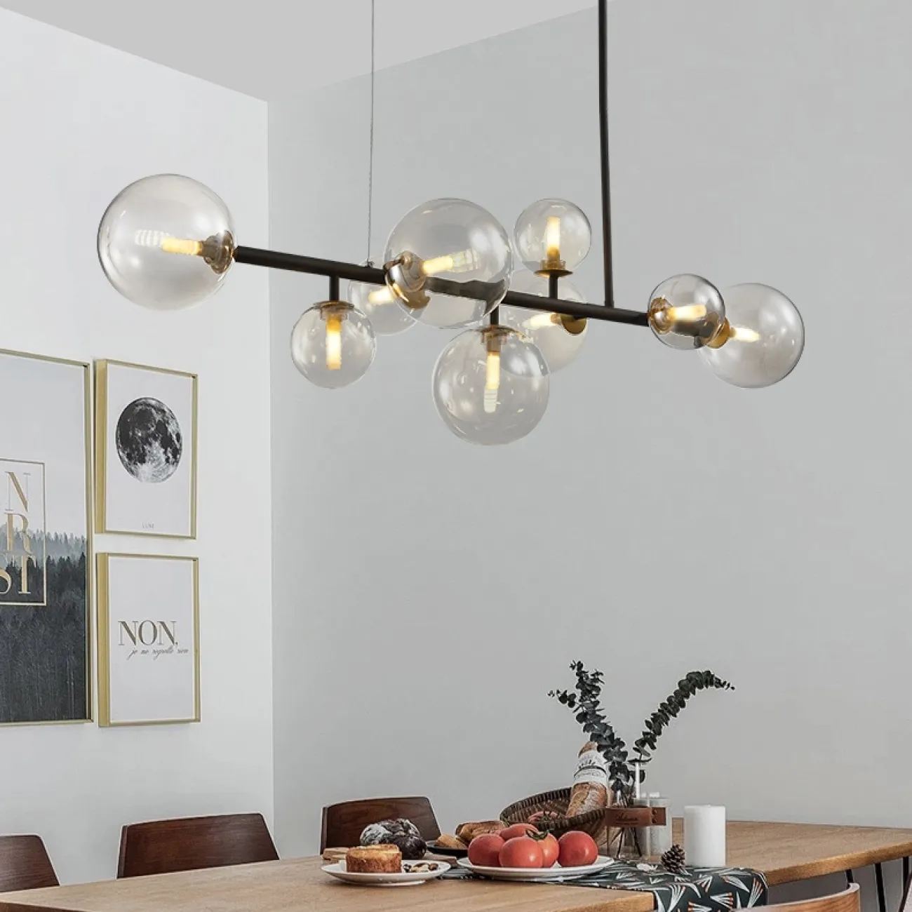 Дизайнерская люстра со стеклянными плафонами DOMINGO LONG Дизайнерская люстра со стеклянными плафонами DOMINGO LONG