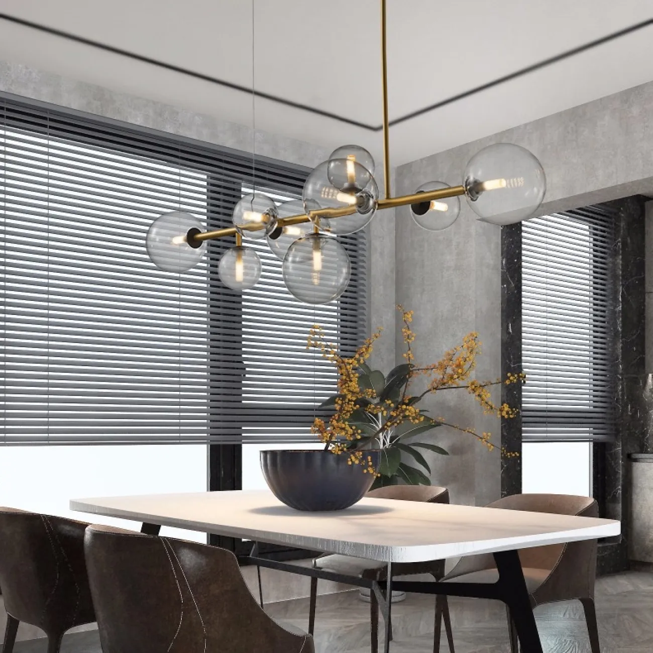 Дизайнерская люстра со стеклянными плафонами DOMINGO LONG Дизайнерская люстра со стеклянными плафонами DOMINGO LONG