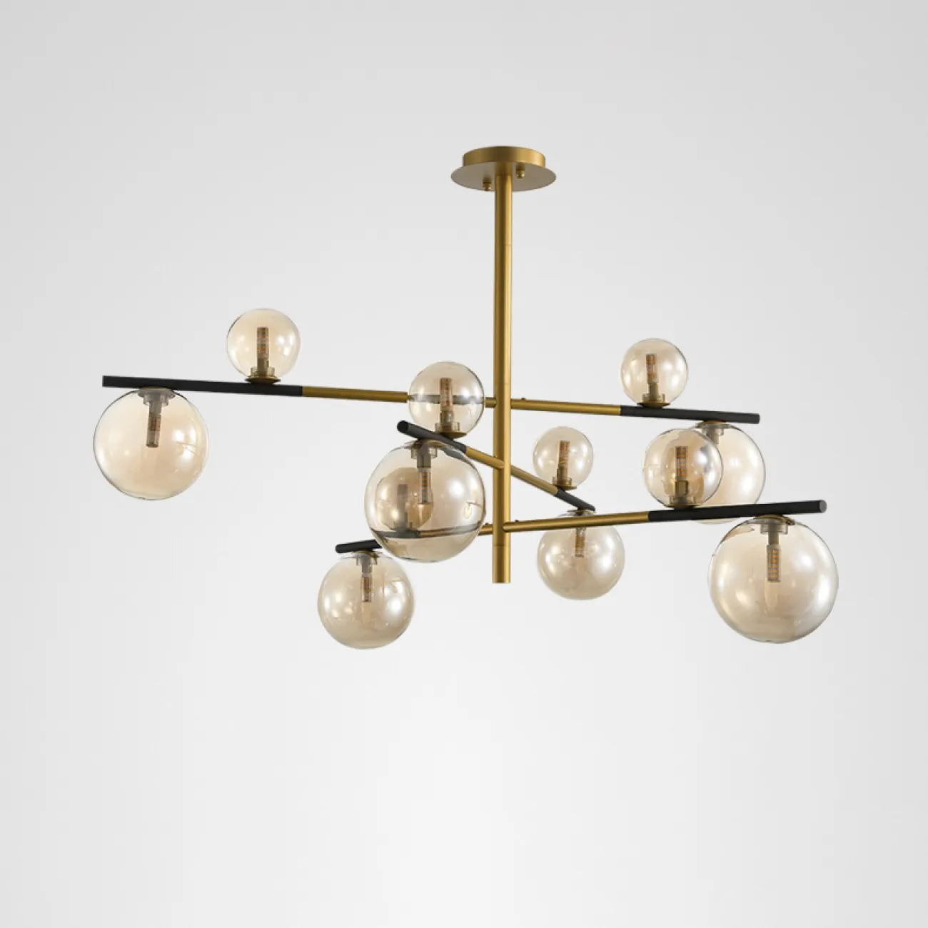 Дизайнерская люстра со стеклянными плафонами на штангах DOMINGO