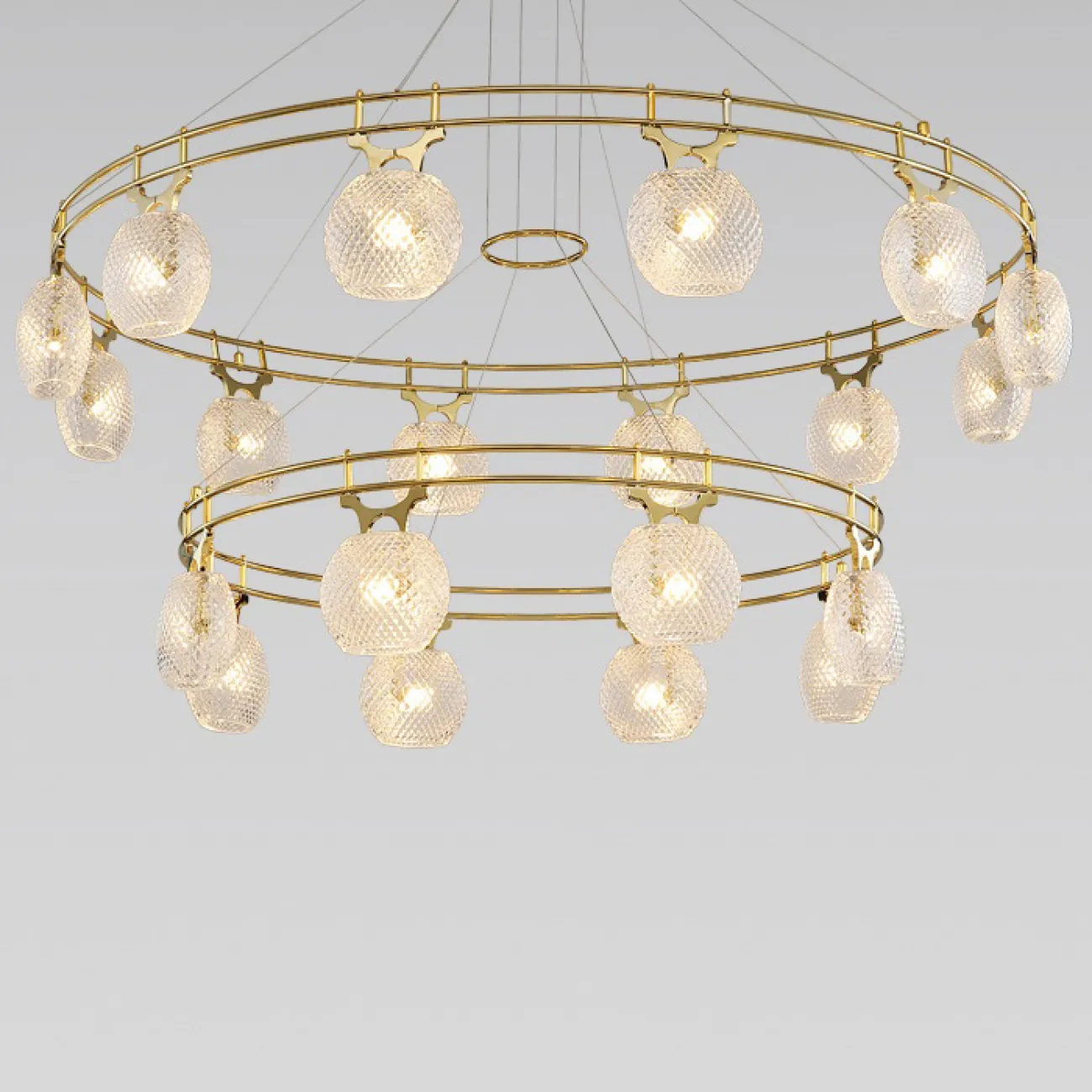 Кольцевая люстра с плафонами из рифленого стекла DORIS