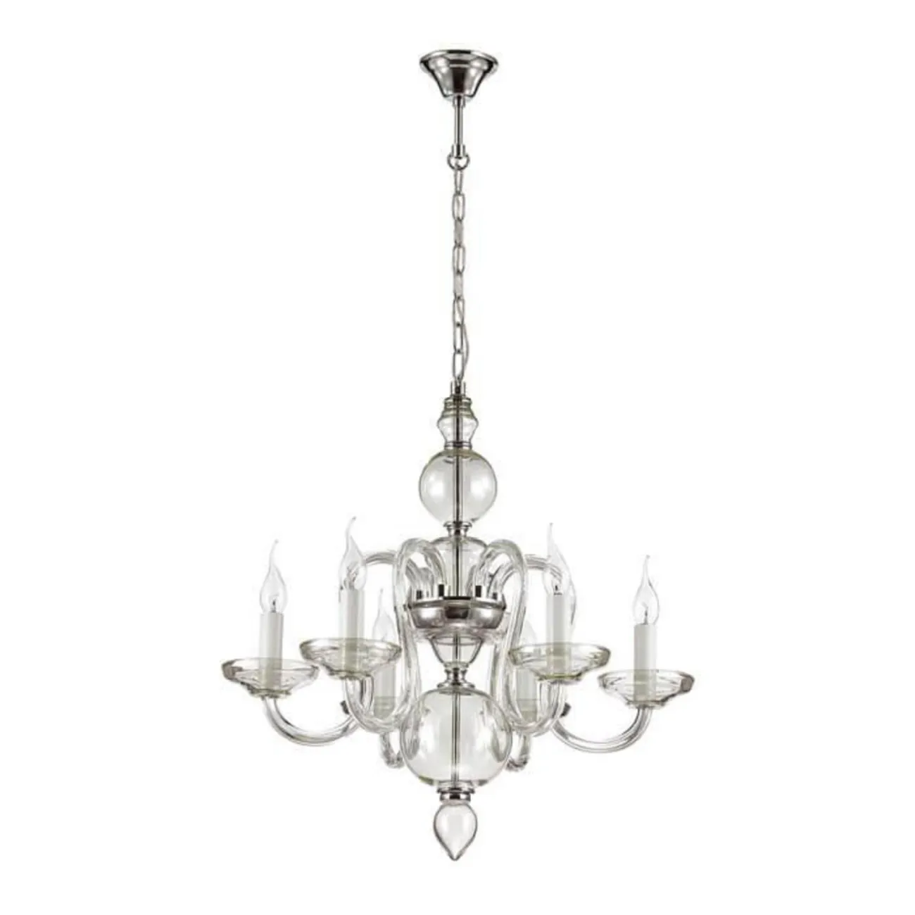 Стеклянная люстра со стилизованными под свечи плафонами EVA