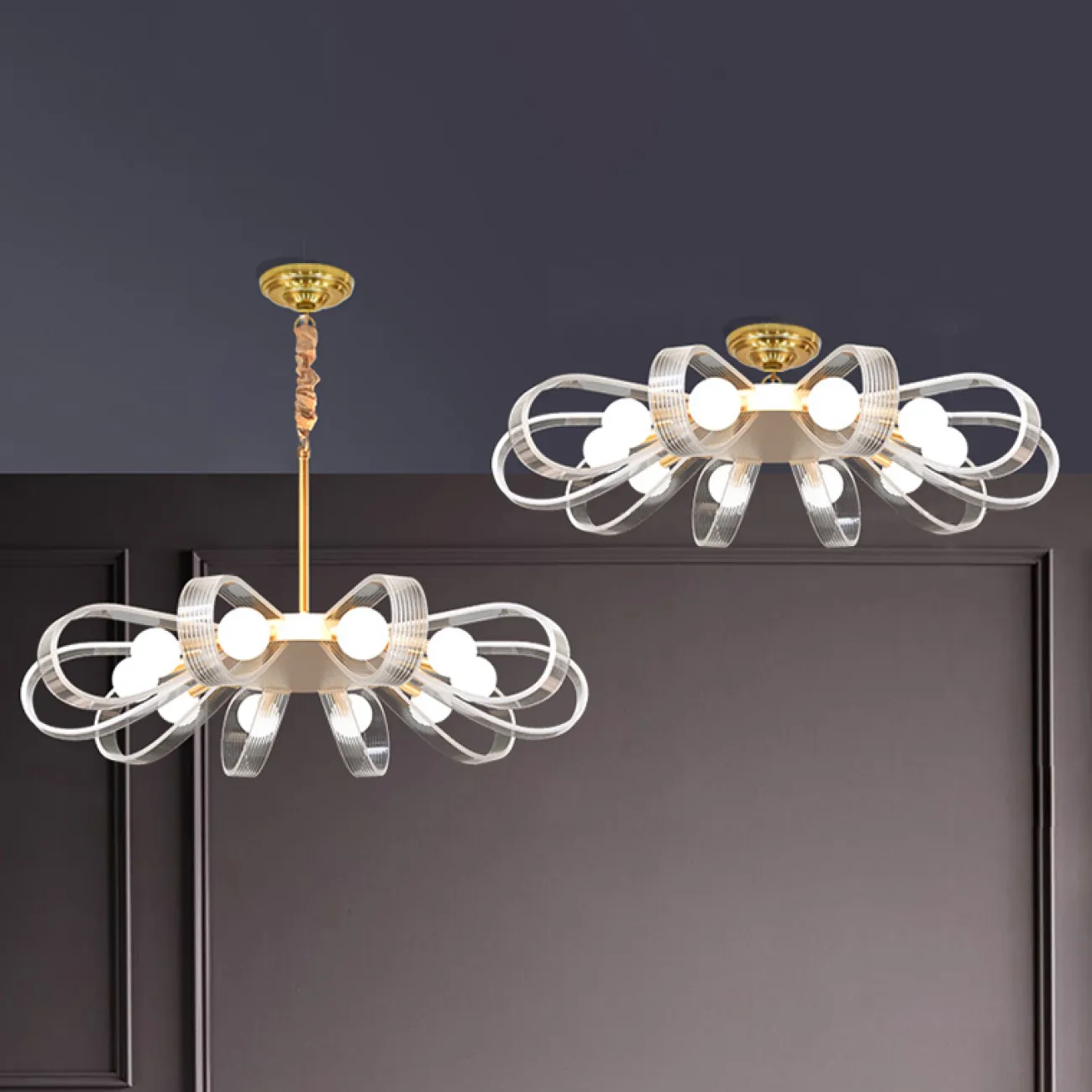 Серия люстр с волнообразным абажуром FARLEY