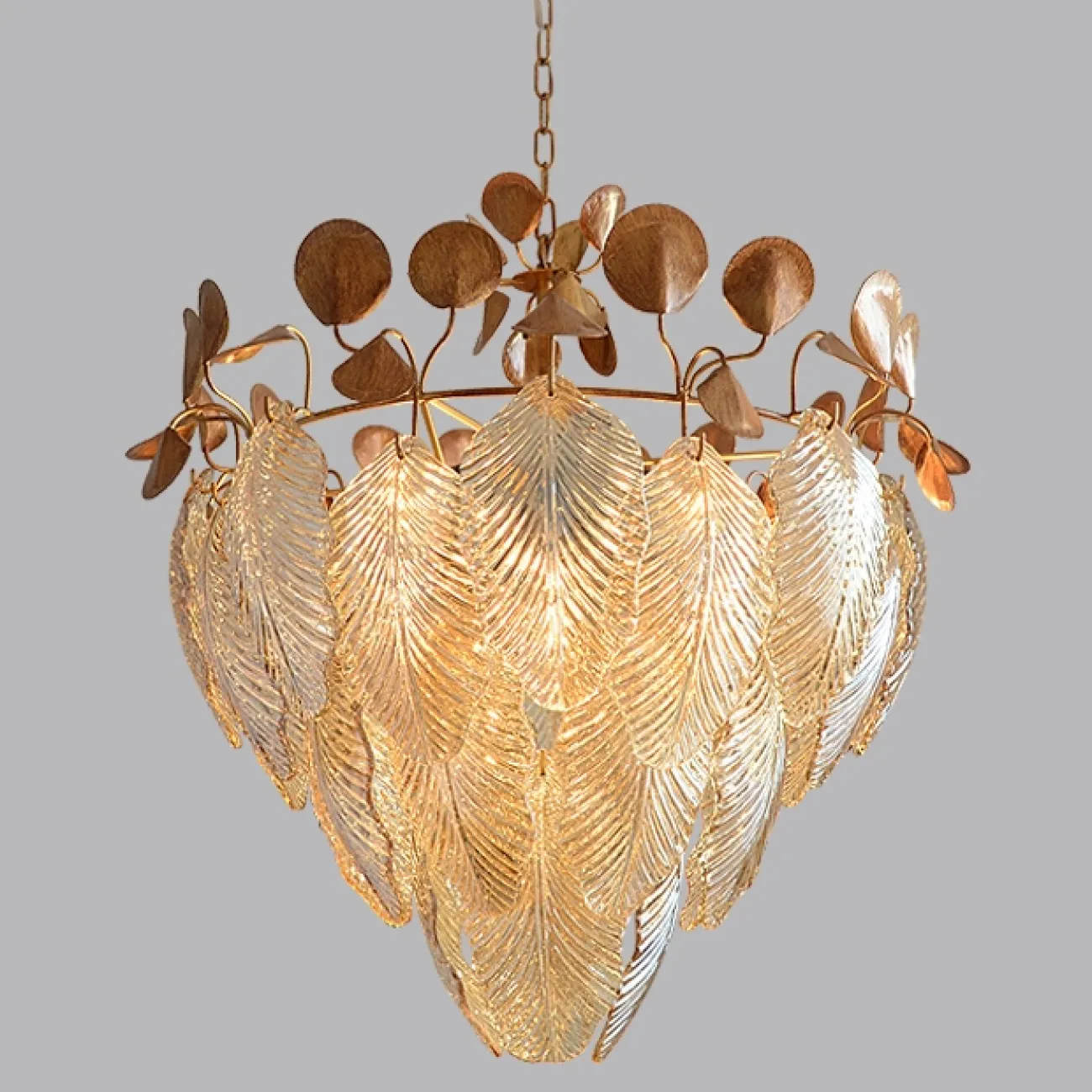 Люстра с декором из стеклянных листьев FELICIA