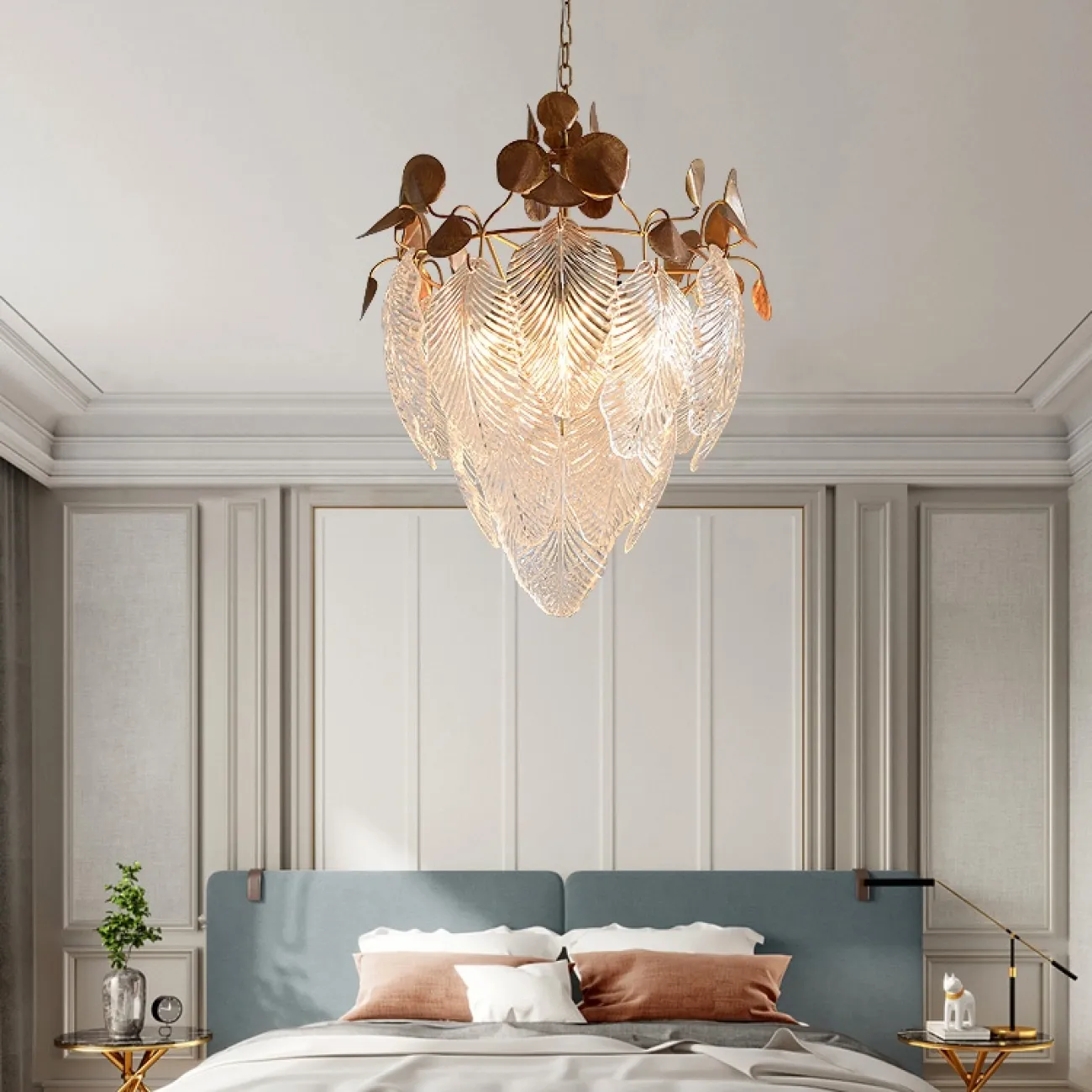 Люстра с декором из стеклянных листьев FELICIA