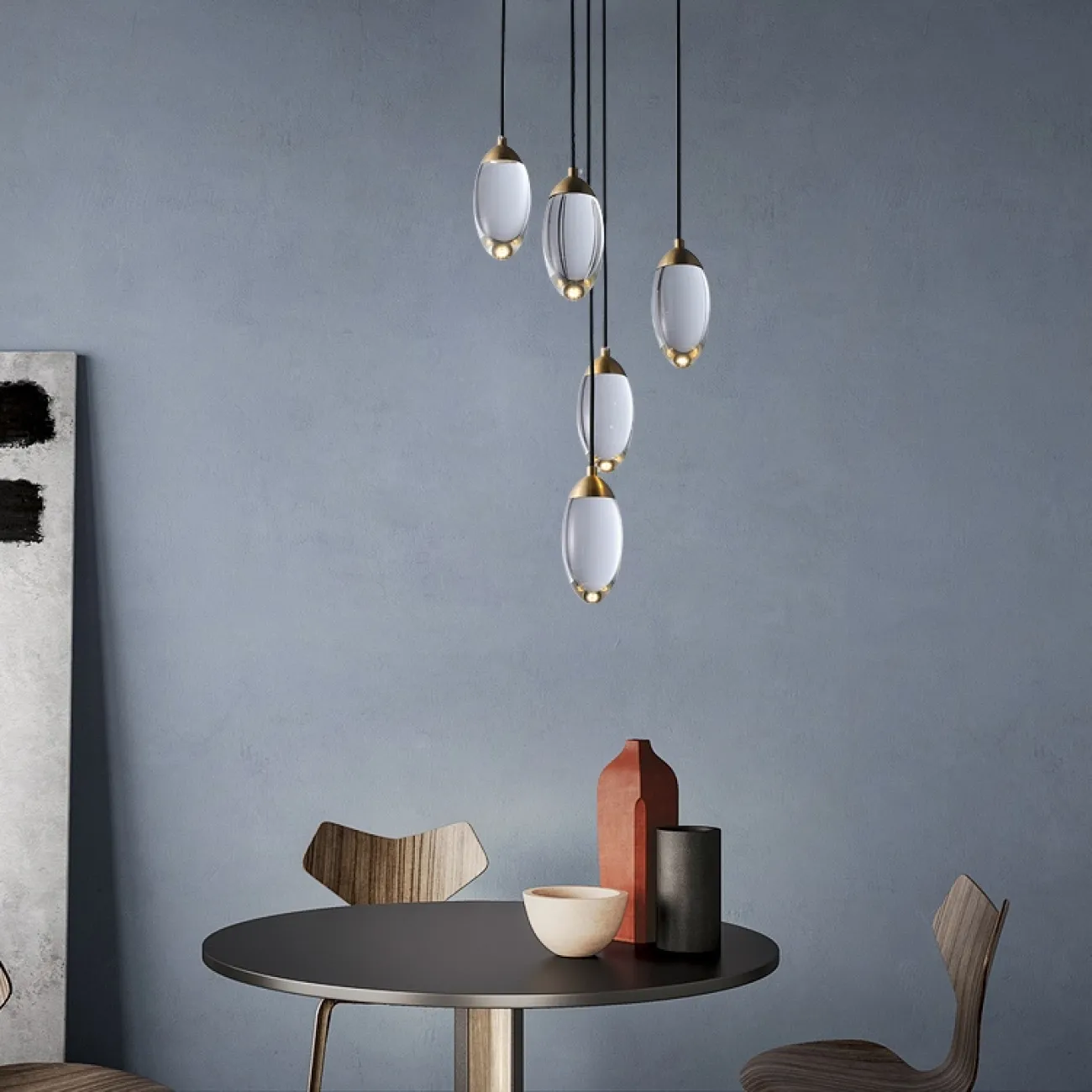 Комбинация из 5 подвесных светильников на общем потолочном креплении FIERA 5