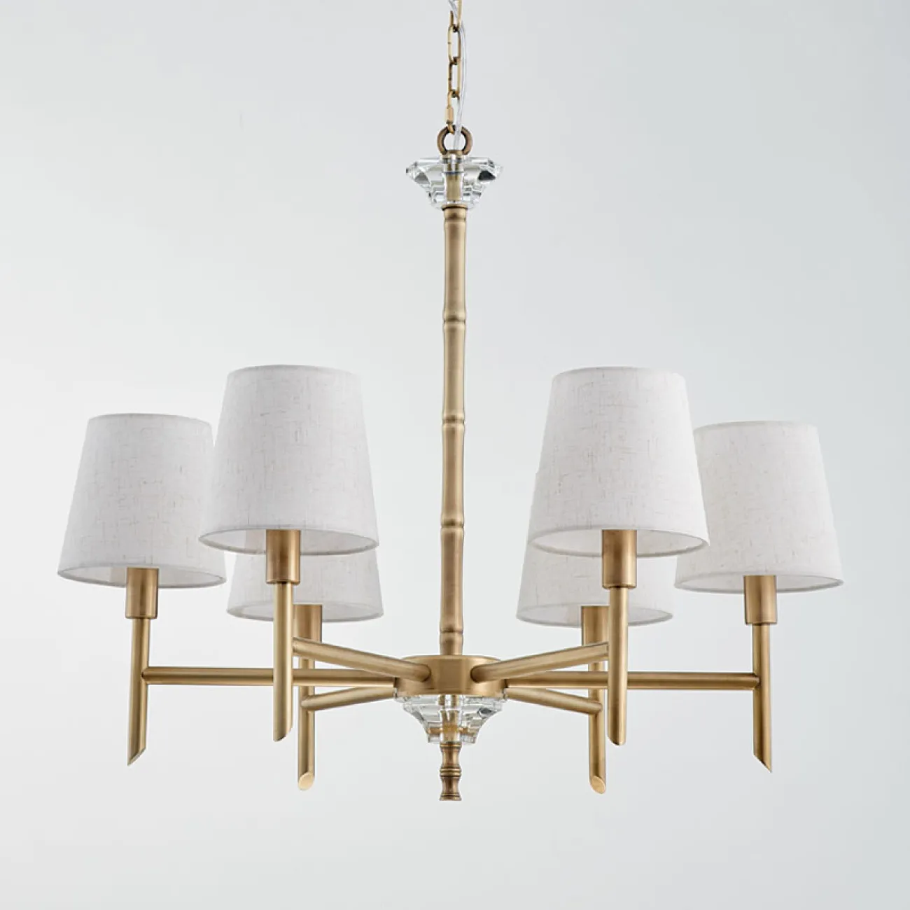 Люстра с текстильными плафонами и стойкой, стилизованной под стебель бамбука FIONA