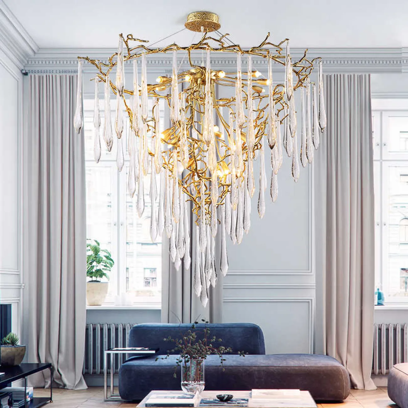 Люстра с подвесами из стекла в стиле постмодерн FLEURIS