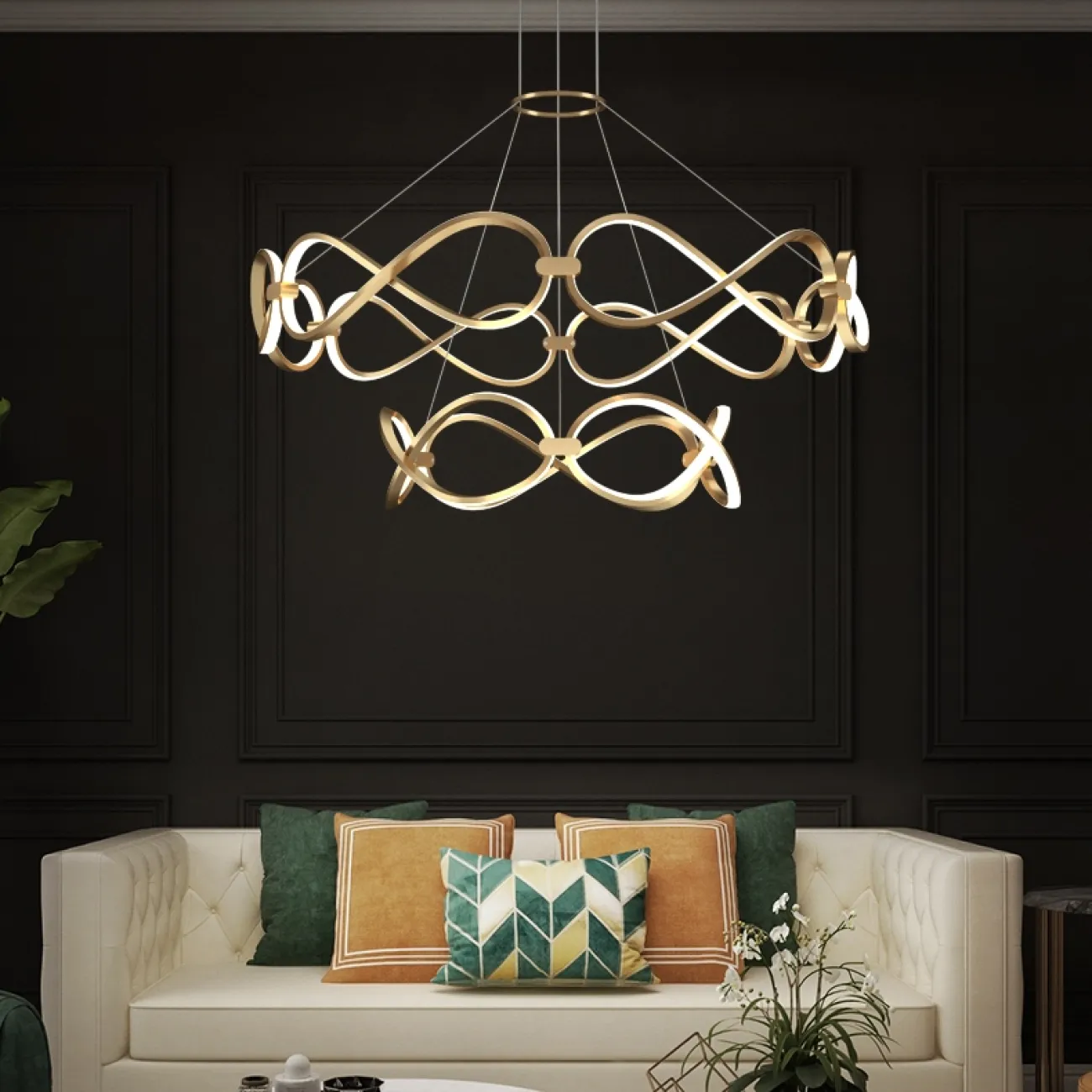 Дизайнерская светодиодная люстра на струнном подвесе FORLI