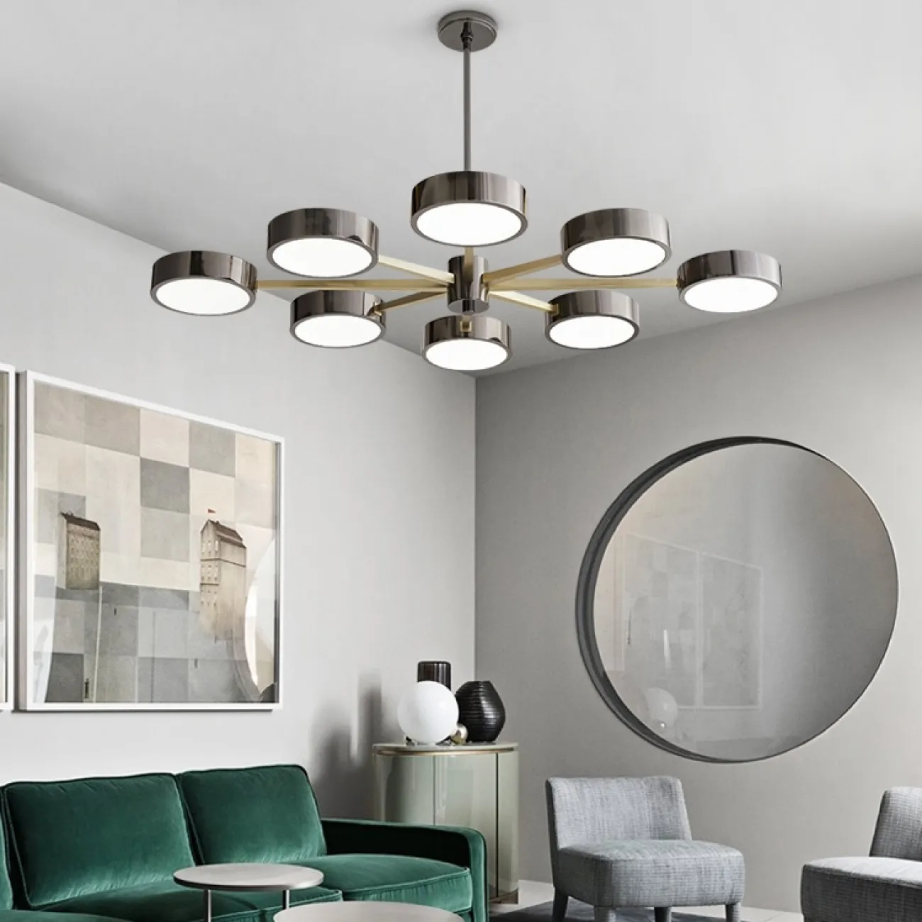 Люстра из метала с LED источником освещения в двух цветовых решениях FRIEND Люстра из метала с LED источником освещения в двух цветовых решениях FRIEND