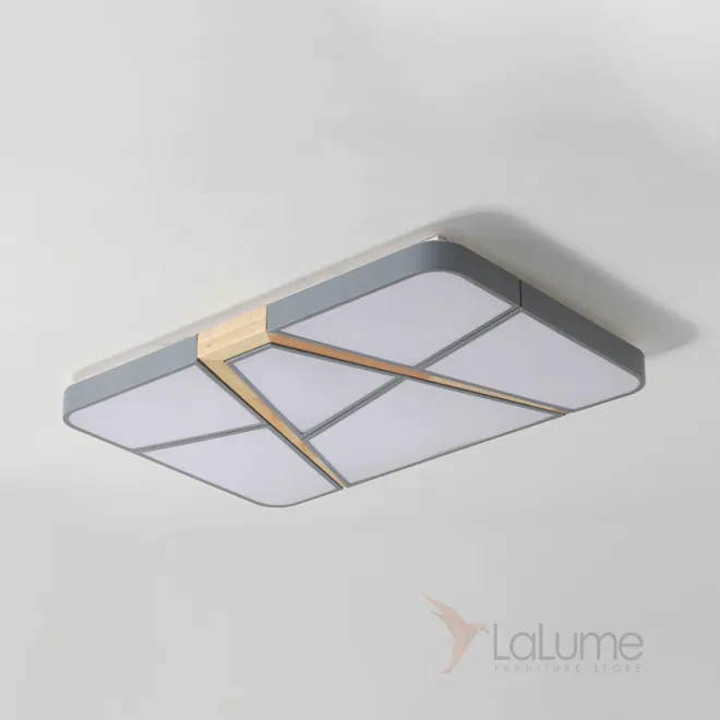 Прямоугольный потолочный светильник из диагональных сегментов с деревянным декором FUST Прямоугольный потолочный светильник из диагональных сегментов с деревянным декором FUST