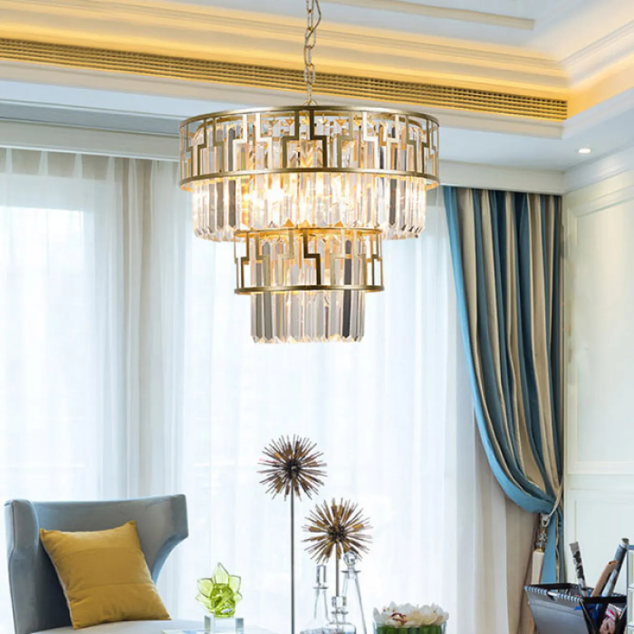 Дизайнерская люстра с подвесками из стекла GEZA Дизайнерская люстра с подвесками из стекла GEZA