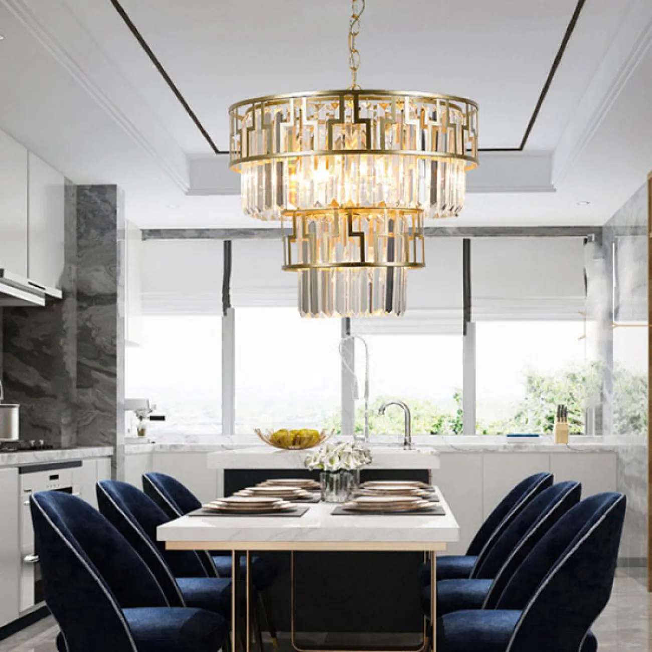 Дизайнерская люстра с подвесками из стекла GEZA Дизайнерская люстра с подвесками из стекла GEZA