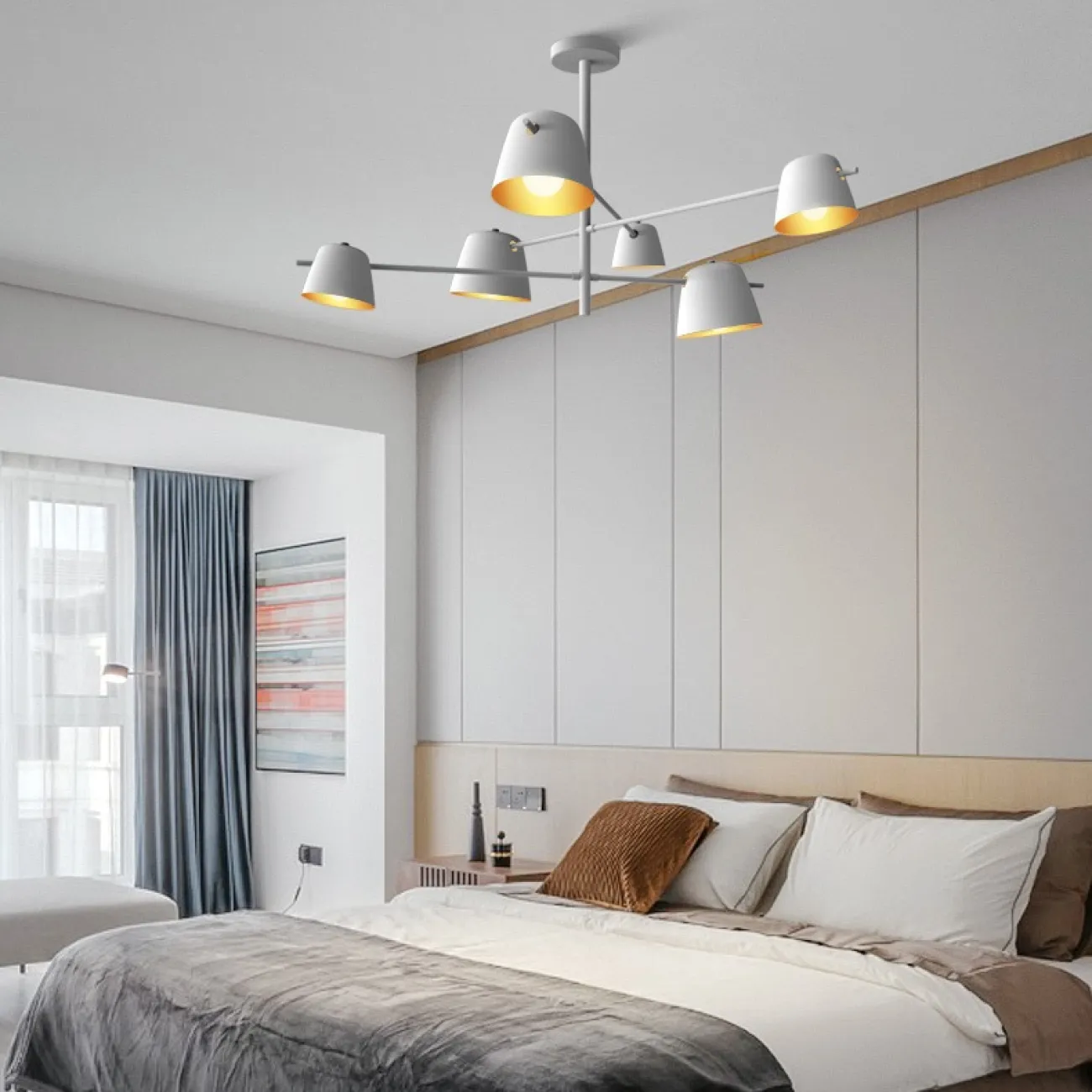 Люстра в скандинавском стиле с плафонами на поворотных штангах GODA