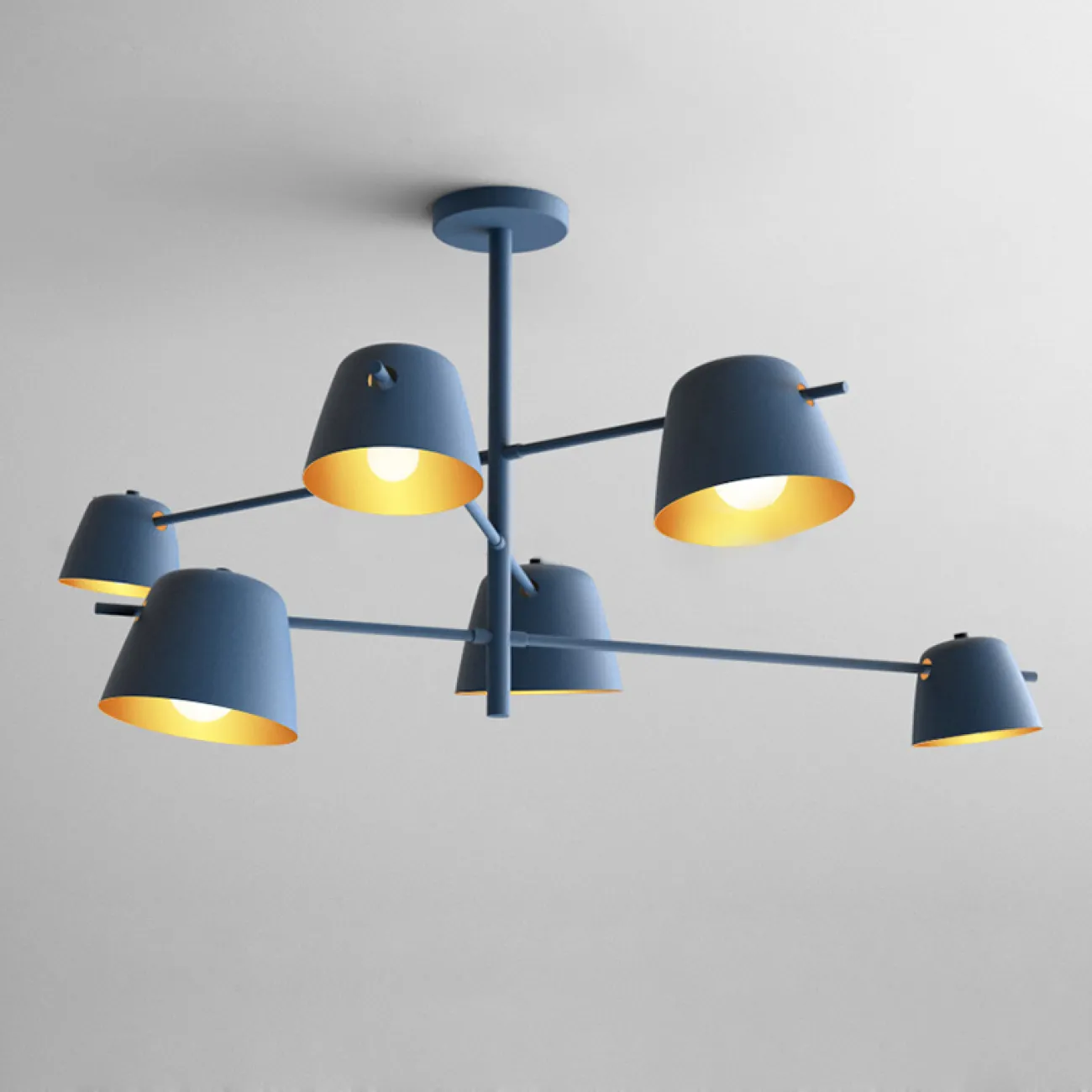 Люстра в скандинавском стиле с плафонами на поворотных штангах GODA