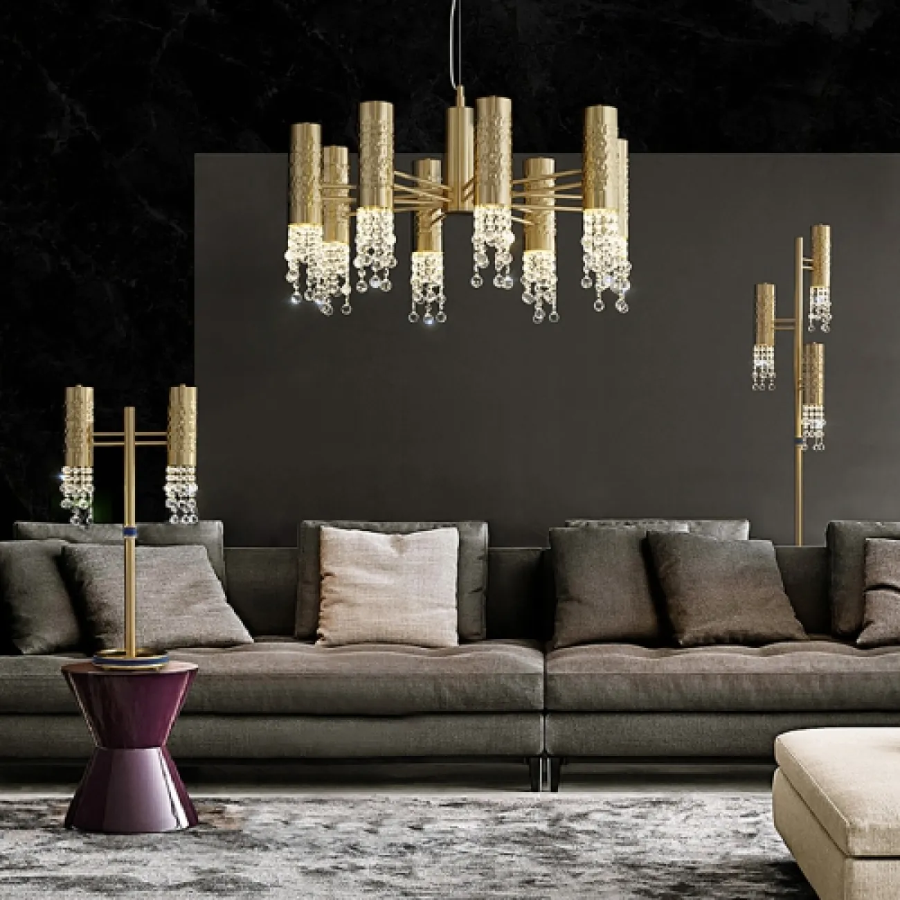 Дизайнерская люстра со стеклянными подвесками GRANADA SOLO Дизайнерская люстра со стеклянными подвесками GRANADA SOLO