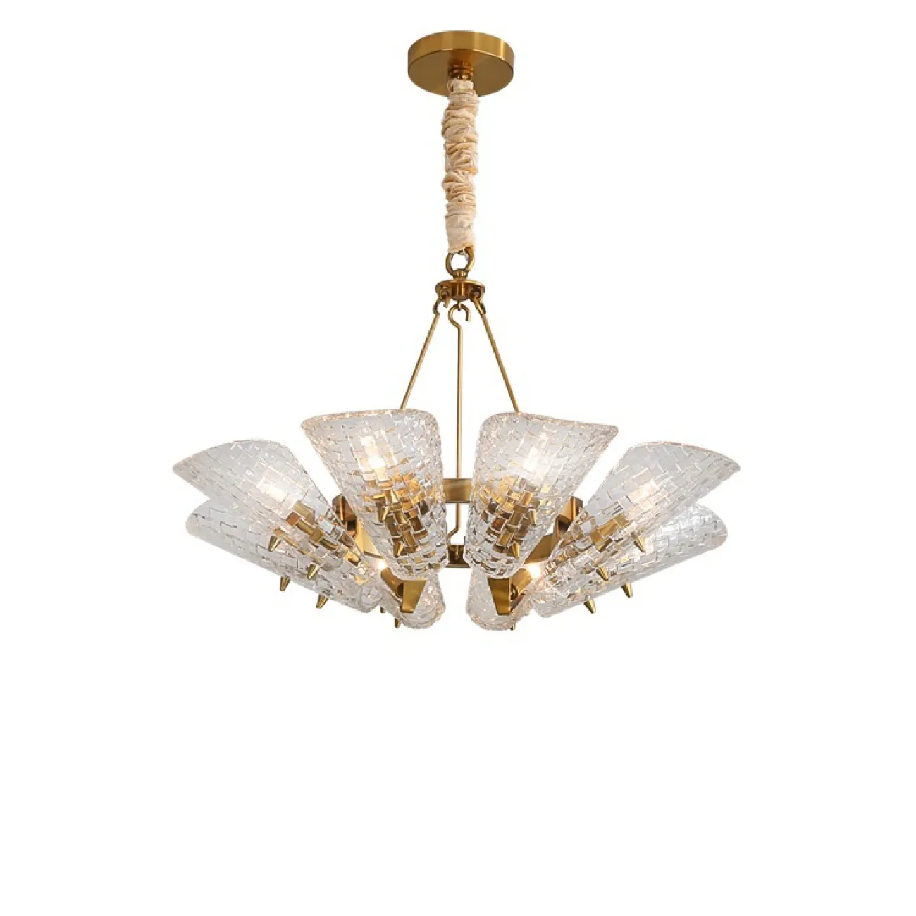 Люстра в стиле ампир с рельефным рисунком на плафонах из стекла HIGGINS CH