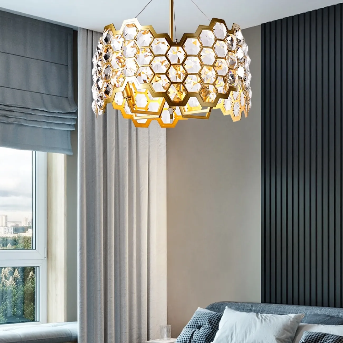 Дизайнерская люстра с декором из стеклянных кристаллов HONIG