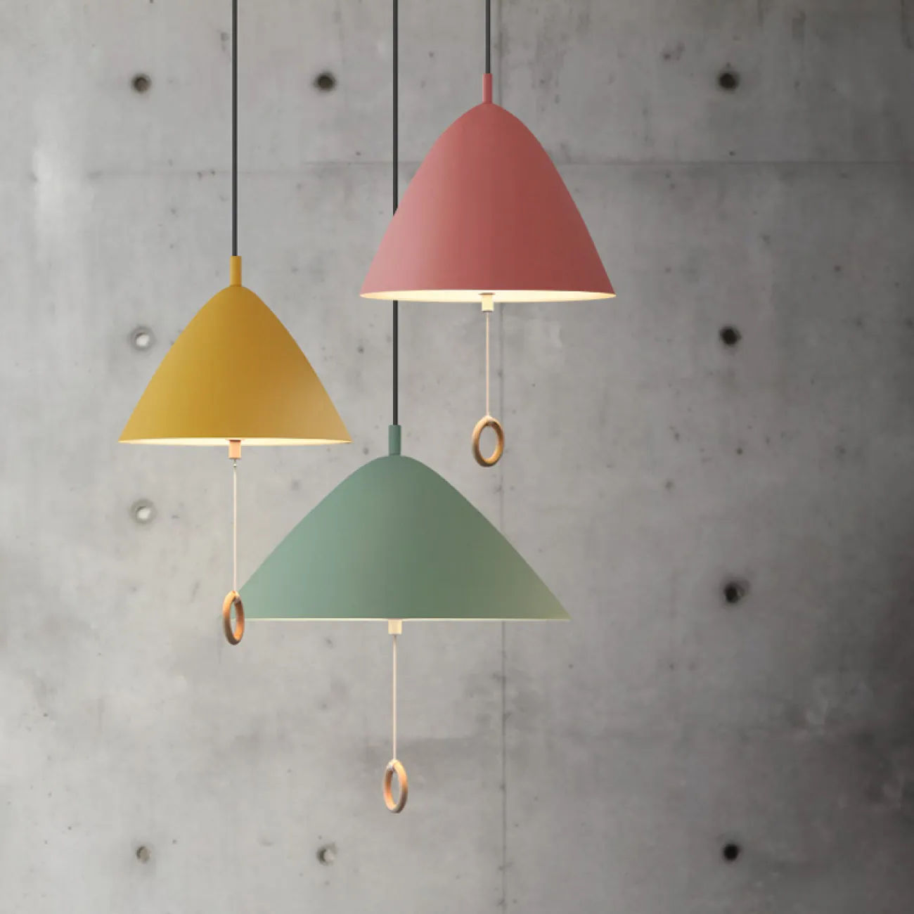 Подвесной светильник HUG с веревочным выключателем.