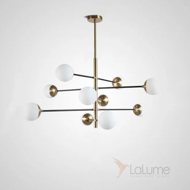 Люстра на штанге из металла с плафонами из стекла ILVA