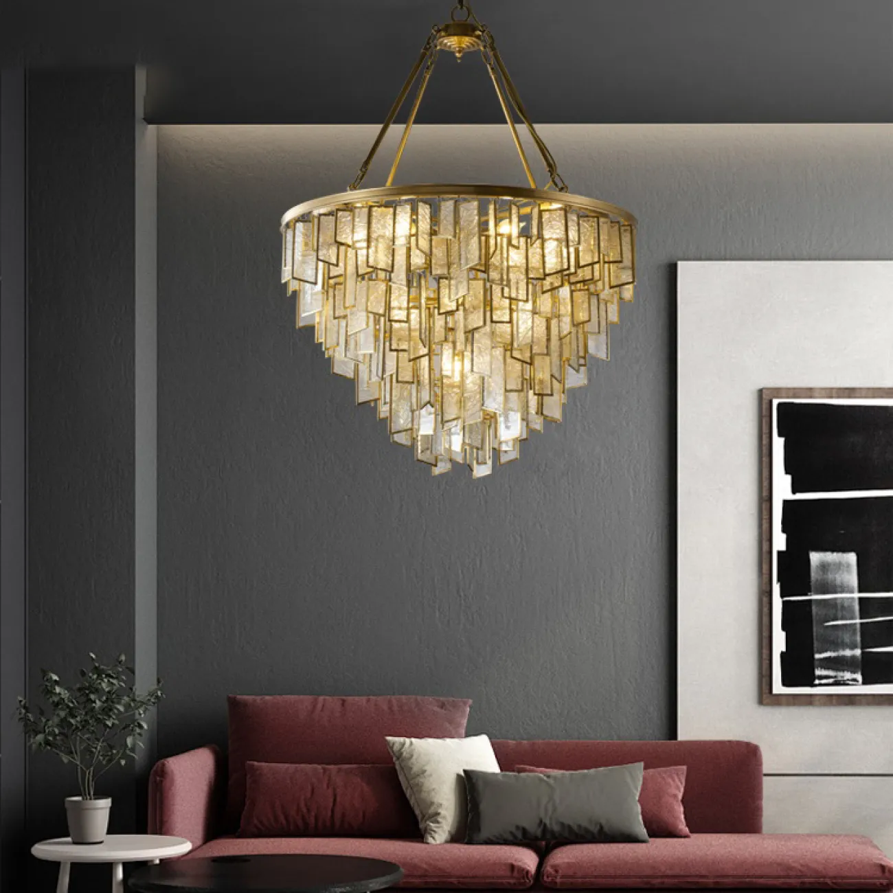 Подвесная люстра в стиле постмодерн с подвесками из стекла IRMA