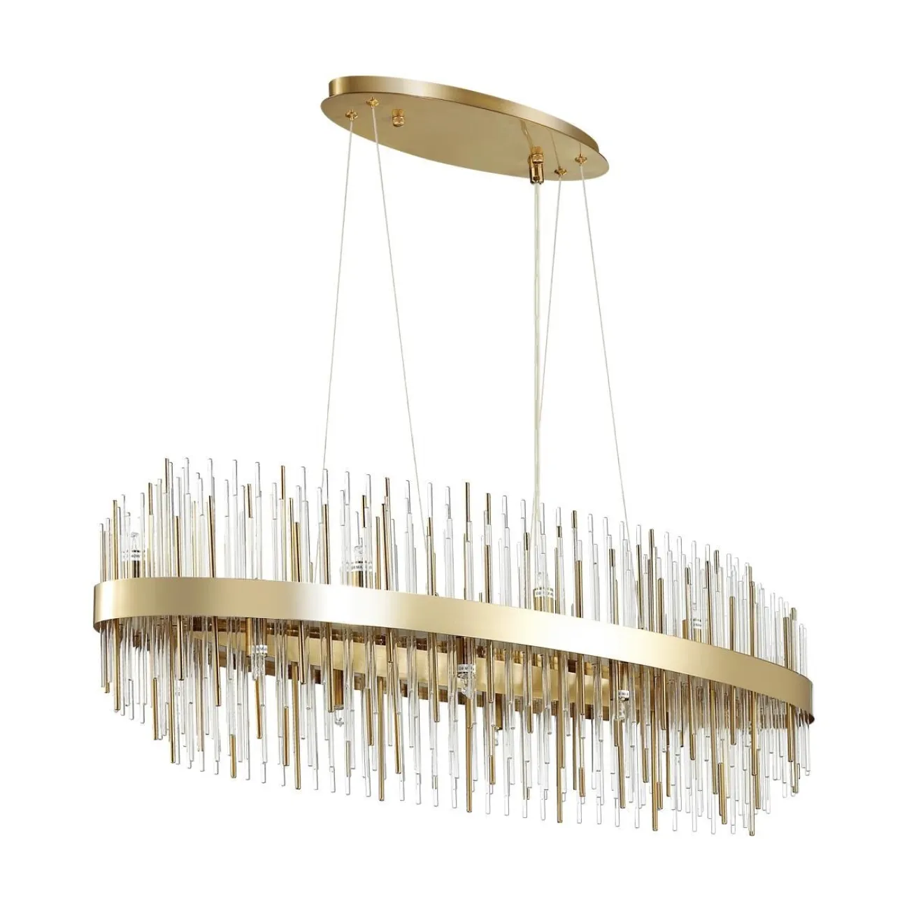 Серия люстр с чередующимися стеклянными и металлическими элементами ITTAN