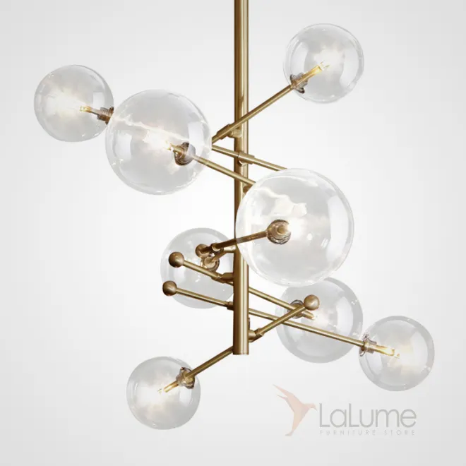 Дизайнерская люстра в стиле постмодерн со стеклянными шаровыми плафонами на подвижных штангах KATRIN