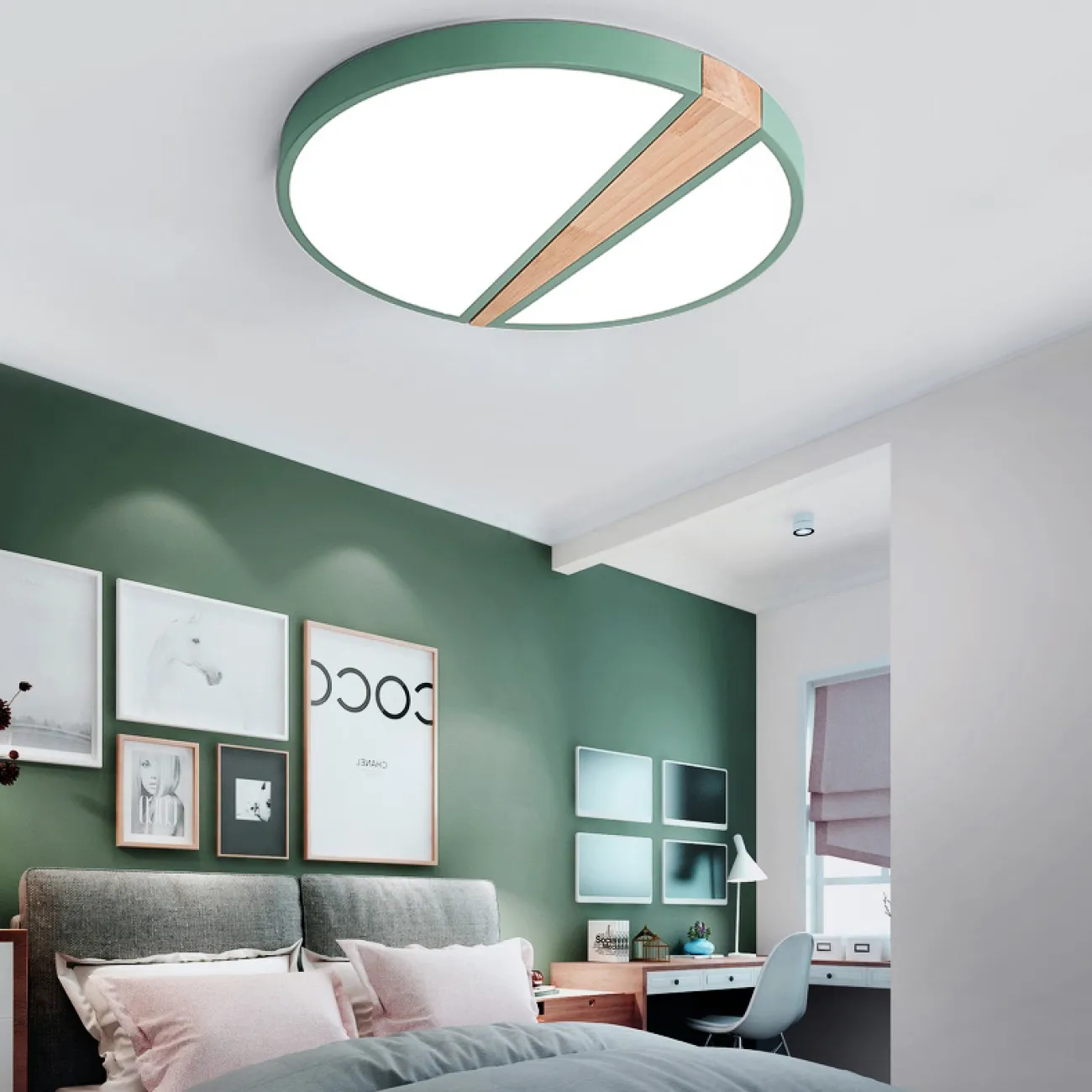 Потолочный светильник в скандинавском стиле с каркасом из металла и деревянным декором KETLIN Потолочный светильник в скандинавском стиле с каркасом из металла и деревянным декором KETLIN