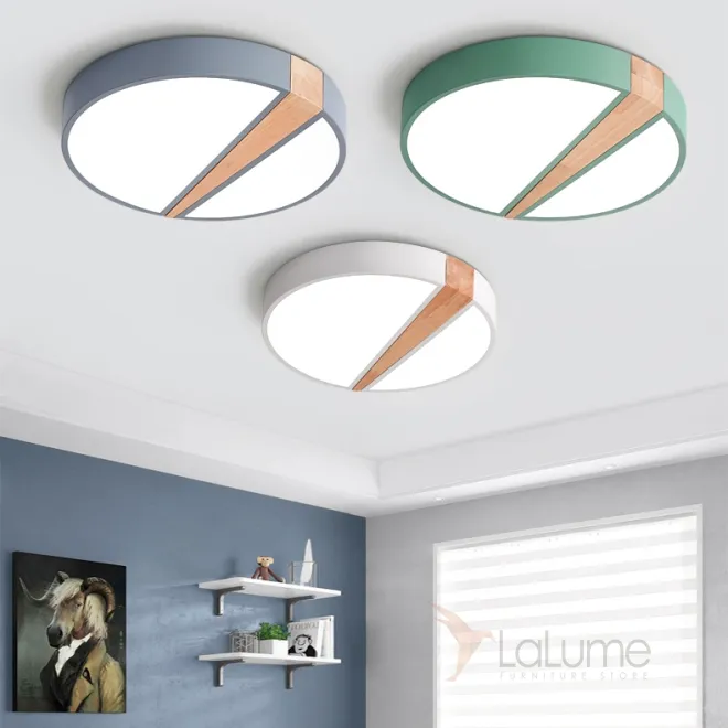 Потолочный светильник в скандинавском стиле с каркасом из металла и деревянным декором KETLIN Потолочный светильник в скандинавском стиле с каркасом из металла и деревянным декором KETLIN