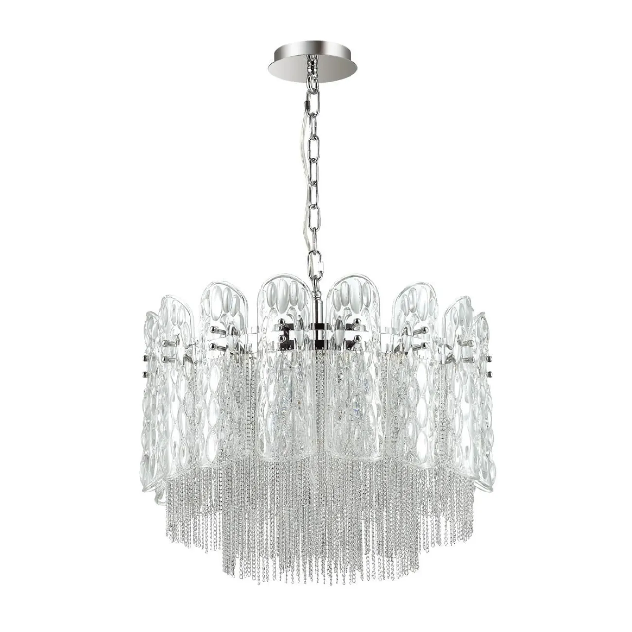 Многоярусная люстра с декором из стеклянных пластин и цепочек KIARA Многоярусная люстра с декором из стеклянных пластин и цепочек KIARA