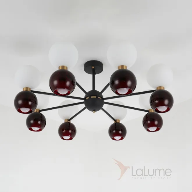 Серия дизайнерских люстр с двумя типами плафонов, расположенными попарно LAVINIA Серия дизайнерских люстр с двумя типами плафонов, расположенными попарно LAVINIA