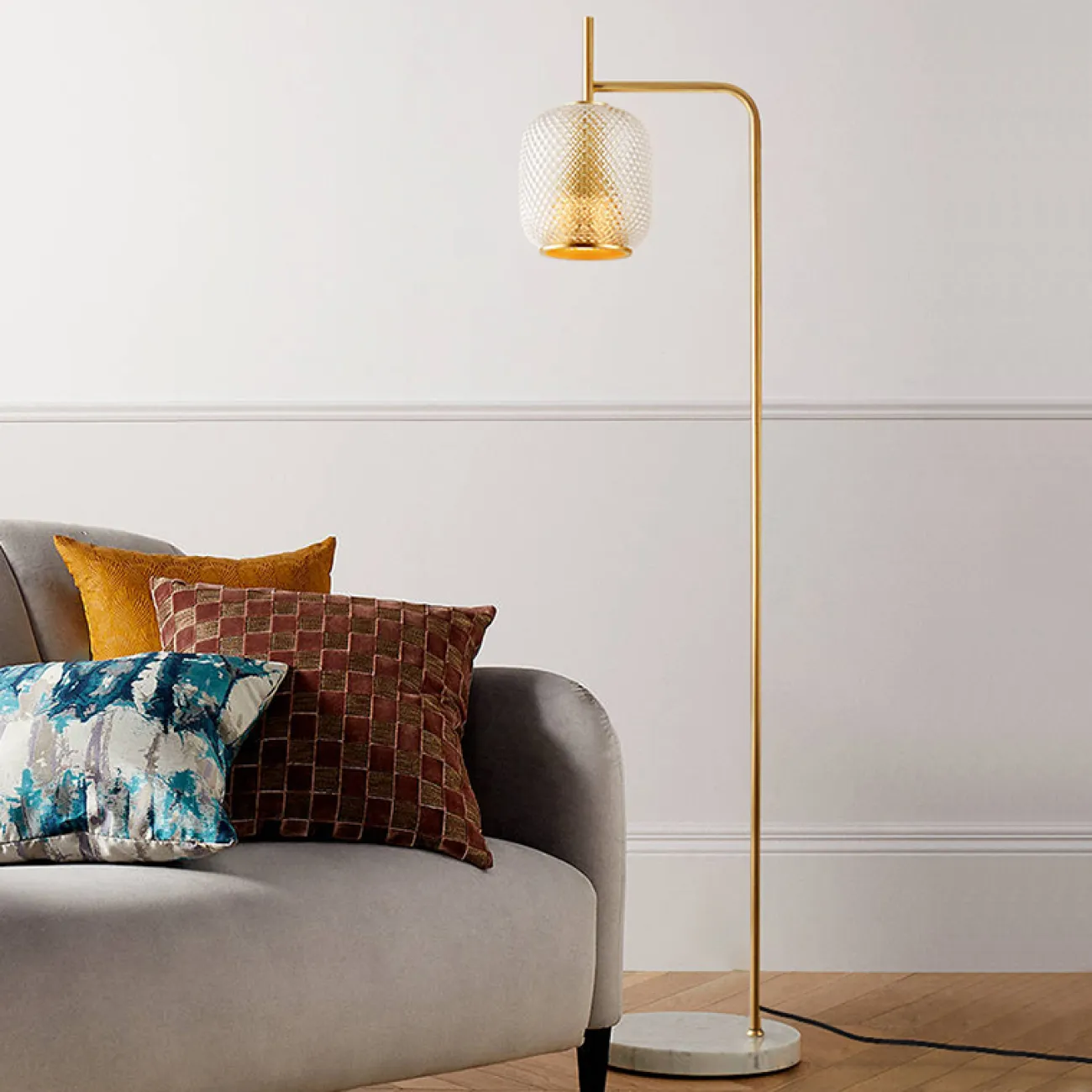 Дизайнерский торшер с плафоном из рифленого стекла LICATA FL Дизайнерский торшер с плафоном из рифленого стекла LICATA FL