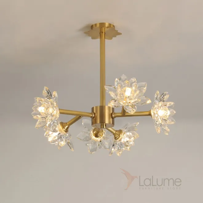 Линейка люстр из металла с плафонами из стекла в форме цветов LOTOS TWO