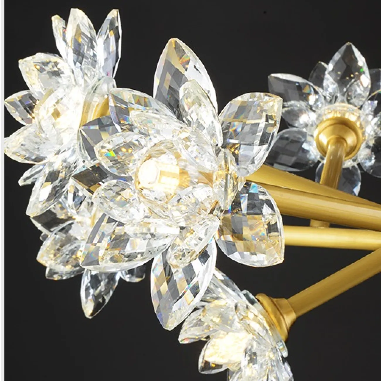 Линейка люстр из металла с плафонами из стекла в форме цветов LOTOS TWO