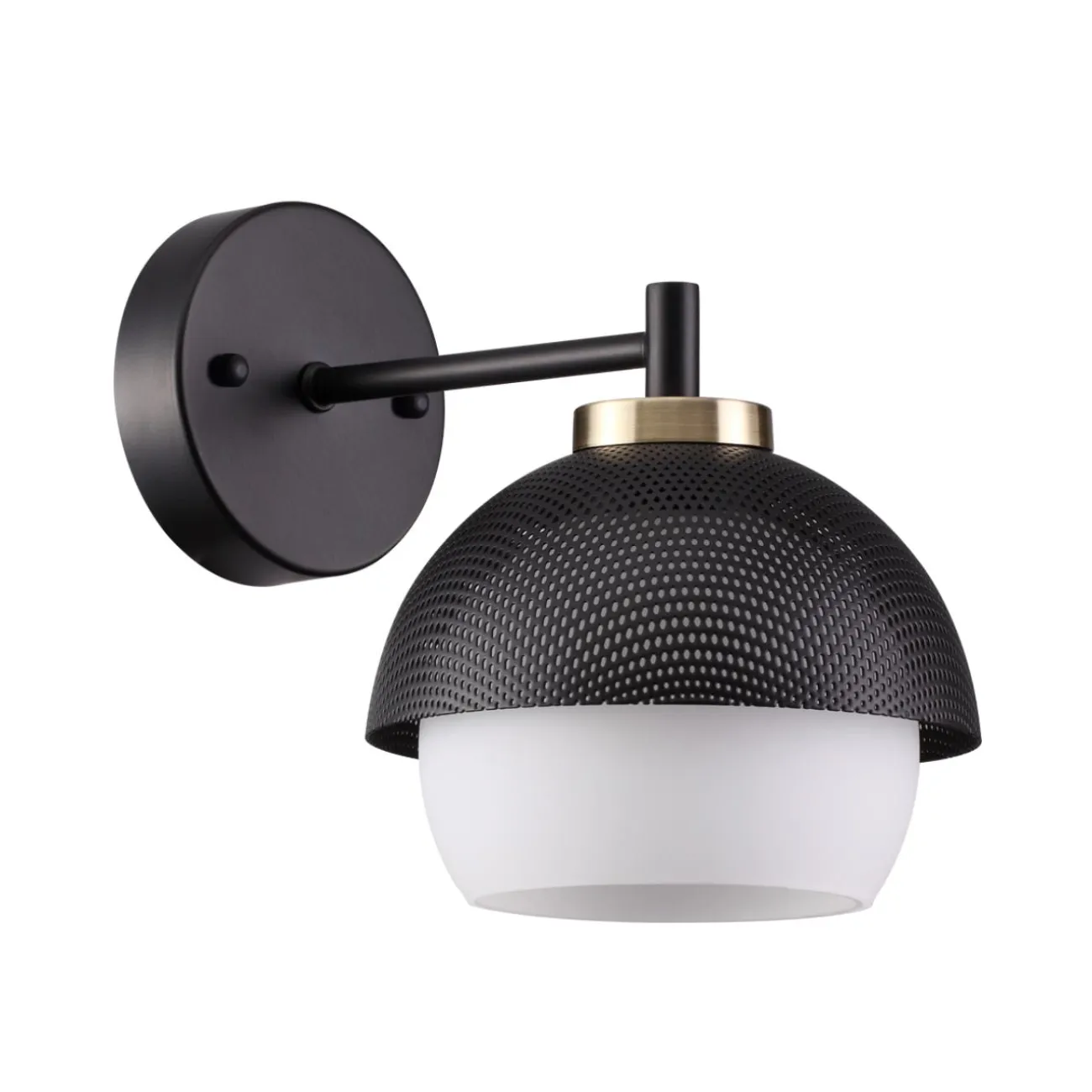 Бра с плафоном из матового стекла под колпаком из перфорированного металла LUCAS WALL