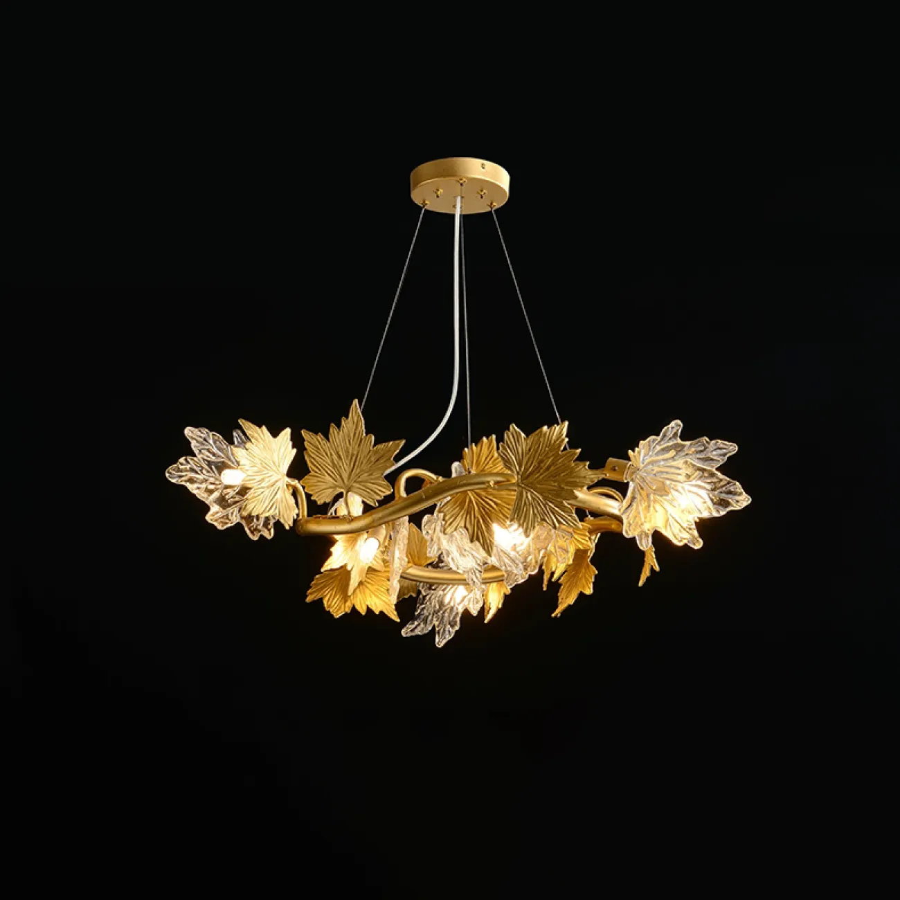 Люстра из металла и стекла на каркасе в форме ветвей клена MAPLE A