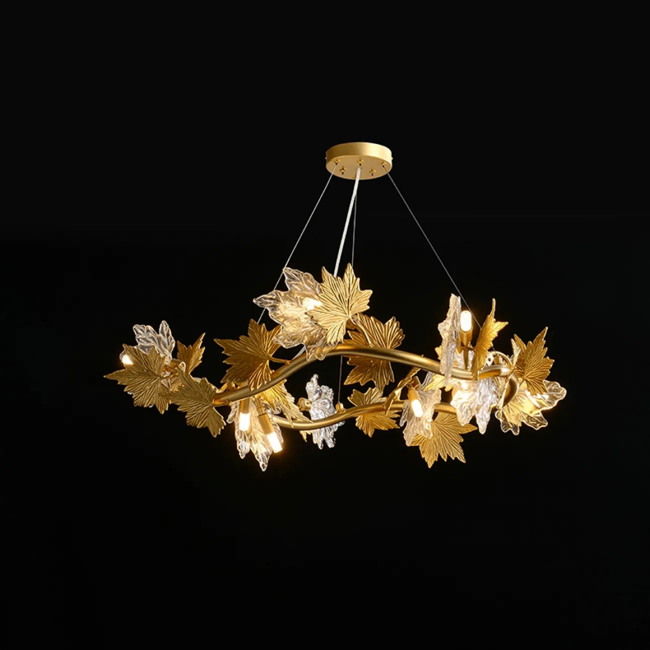 Люстра из металла и стекла на каркасе в форме ветвей клена MAPLE A