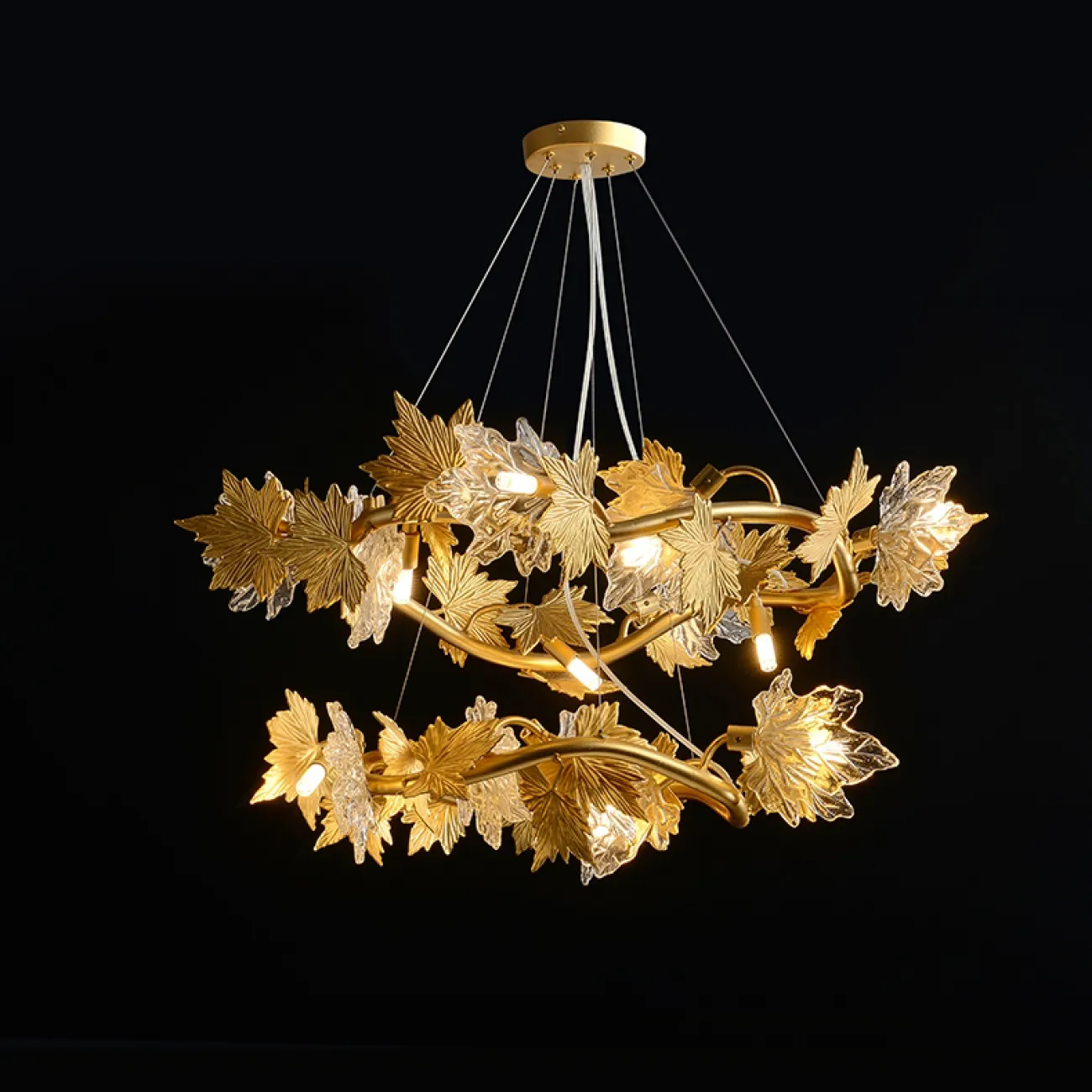 Люстра из металла и стекла на каркасе в форме ветвей клена MAPLE A