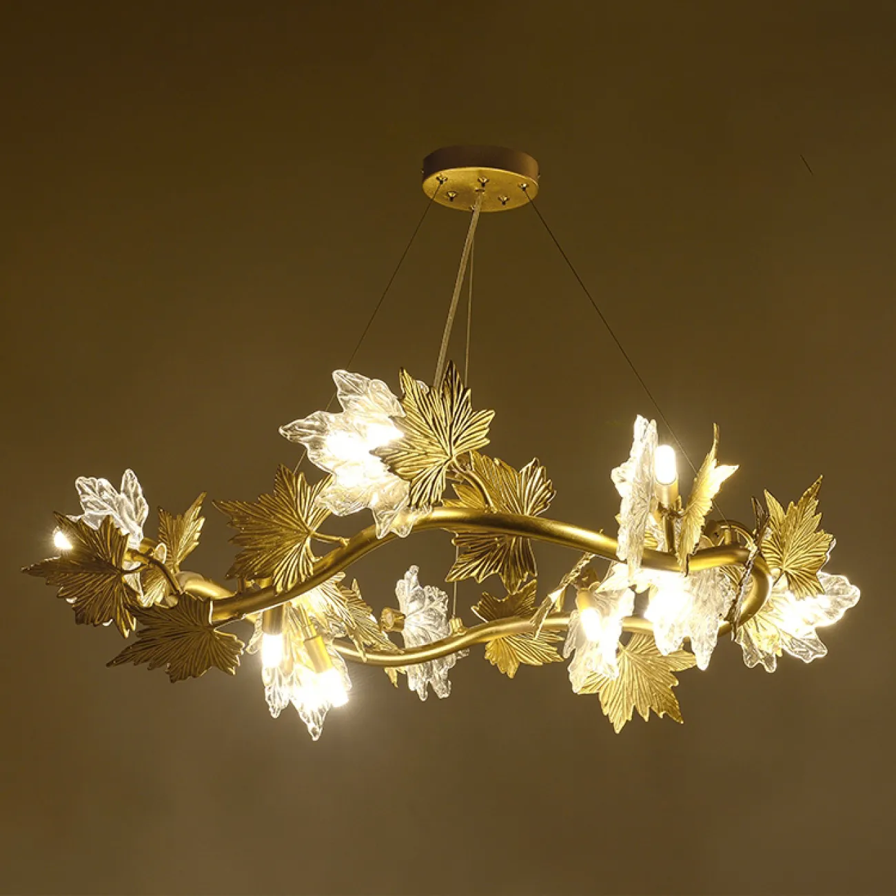 Люстра из металла и стекла на каркасе в форме ветвей клена MAPLE A