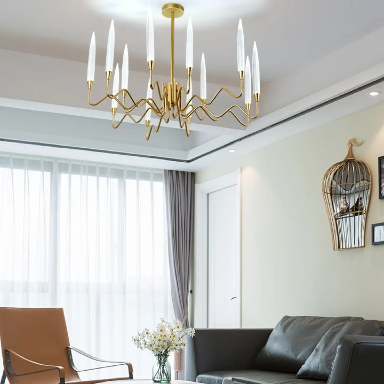 Современная серия люстр с рассеивателями форме свечи MELVIN