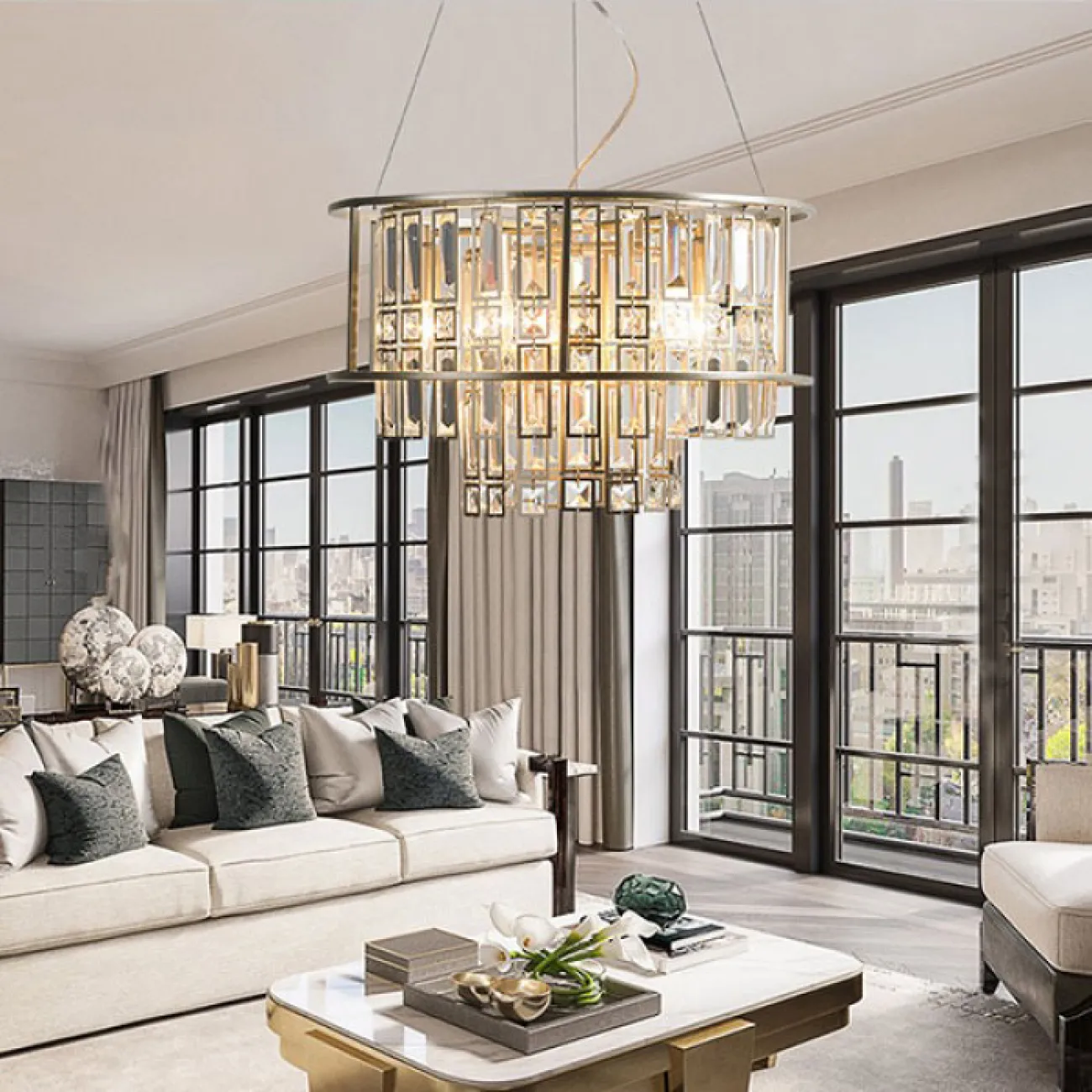 Дизайнерская люстра с подвесками из стекла MIDAR