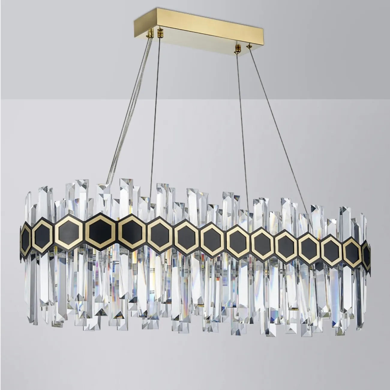 Линейка люстр с абажуром из стеклянных подвесок MILAN